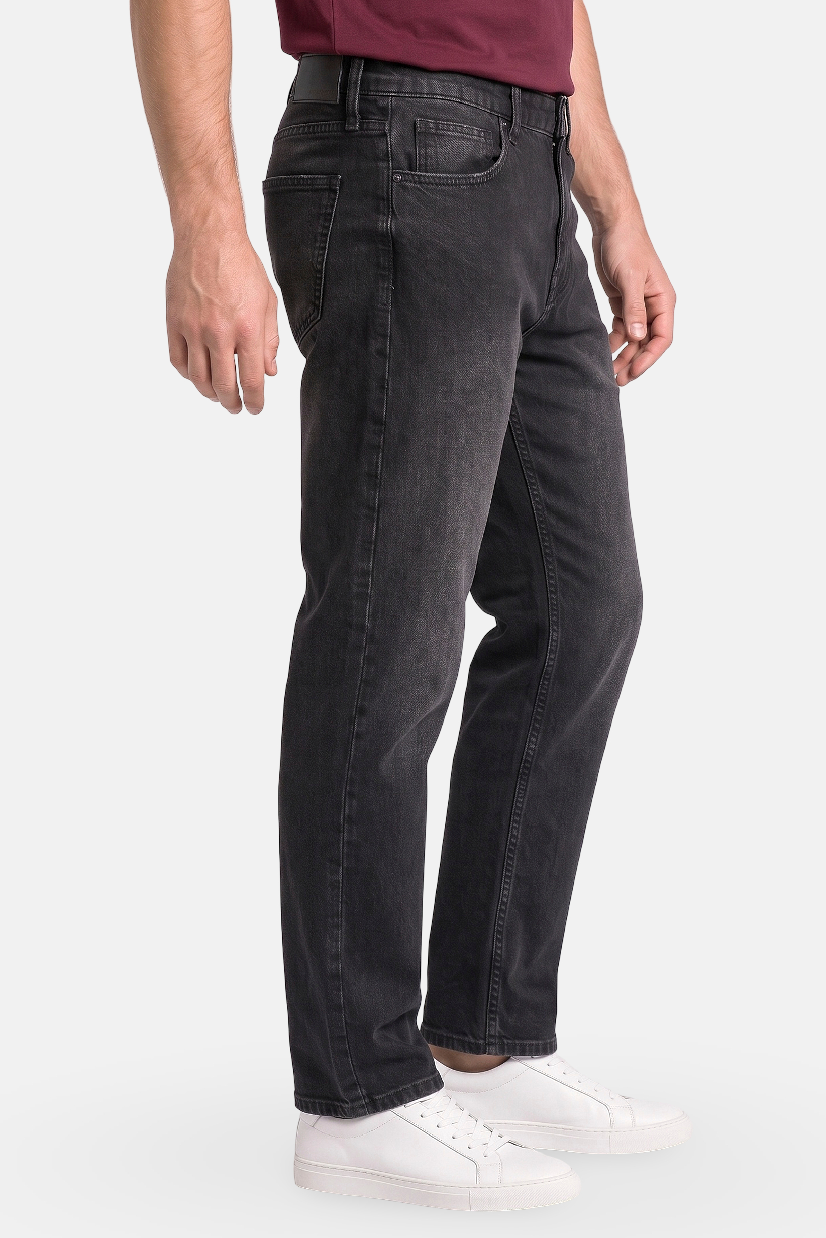 Men Baggy Fit  Non Stretchable Denim Jeans, Washed Black