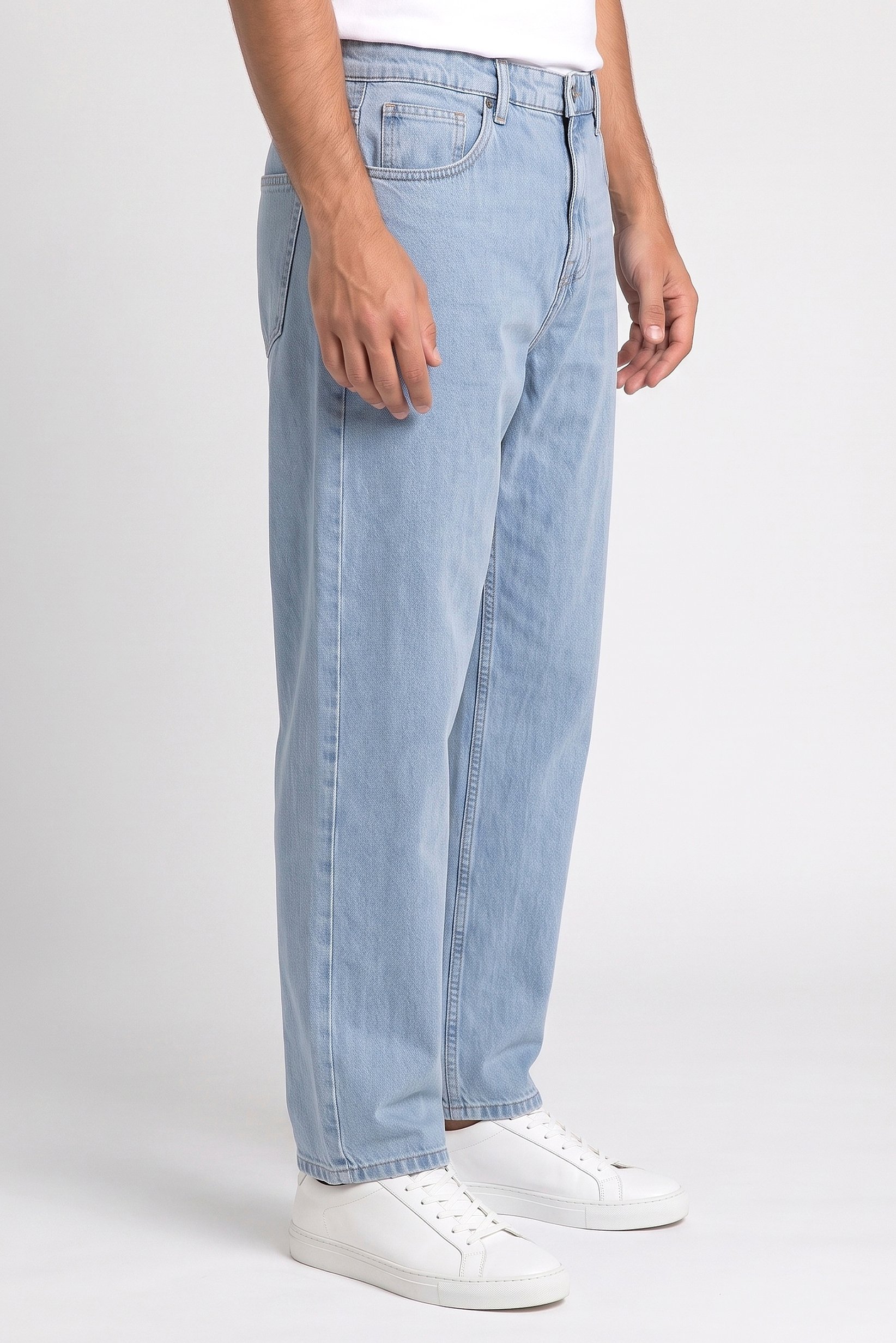 Men Baggy Fit Washed No Stretch Jeans, Blue