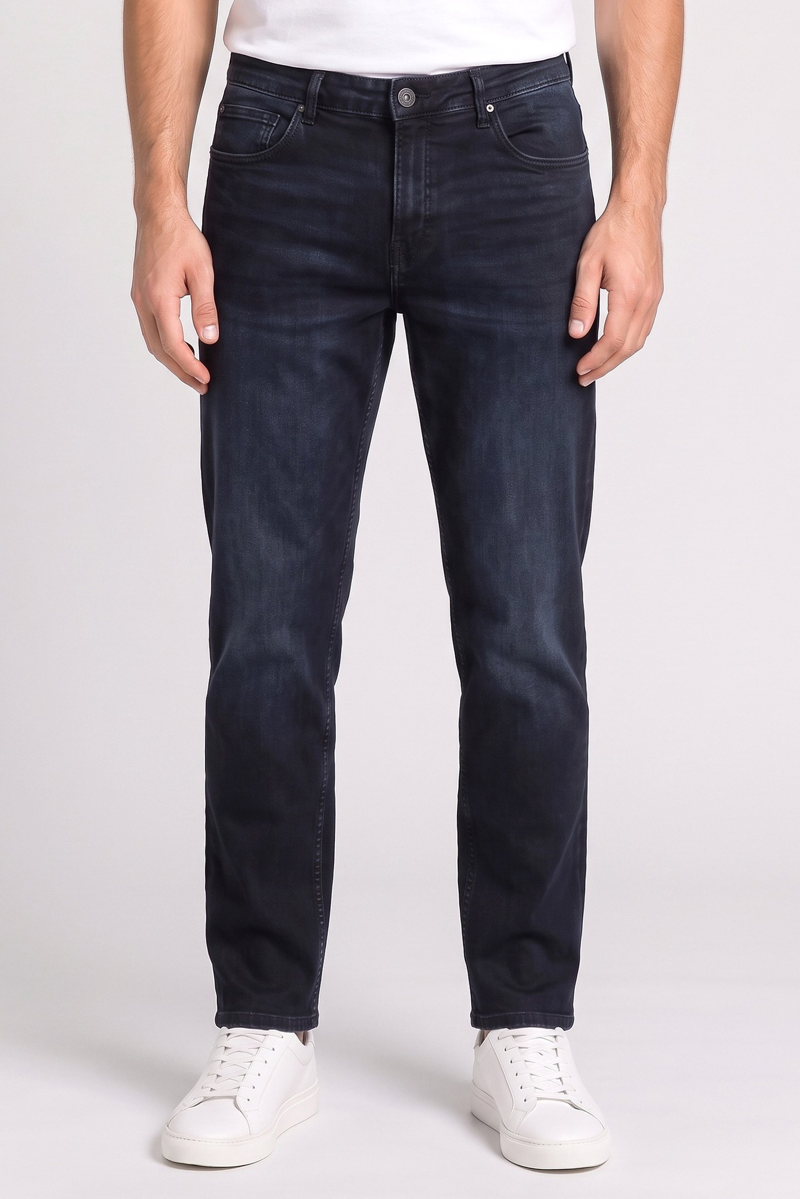 Men Regular Fit Solid Stretchable Jeans, Navy
