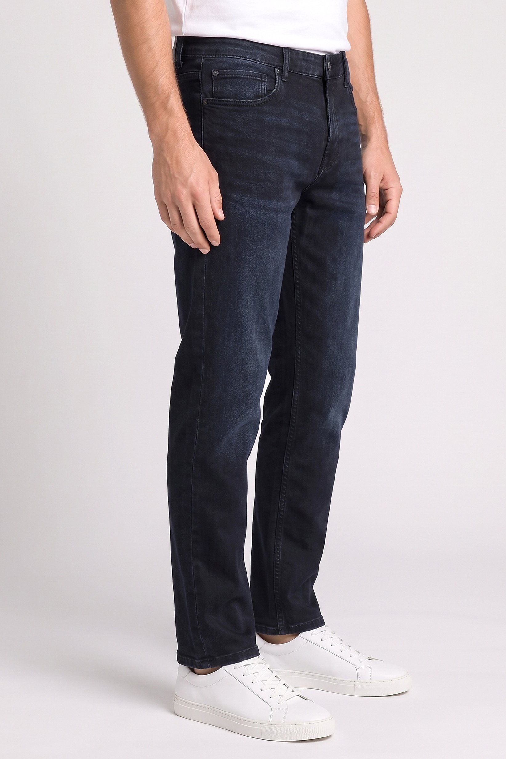 Men Regular Fit Solid Stretchable Jeans, Navy