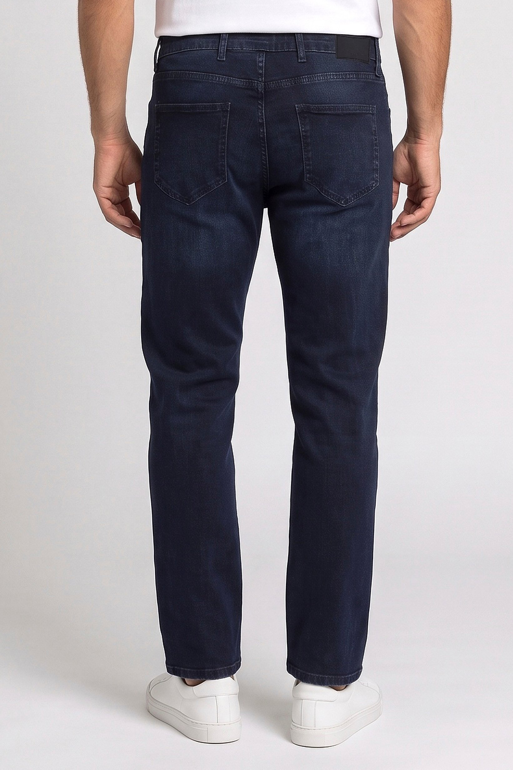 Men Regular Fit Washed Stretchable Jeans, Navy