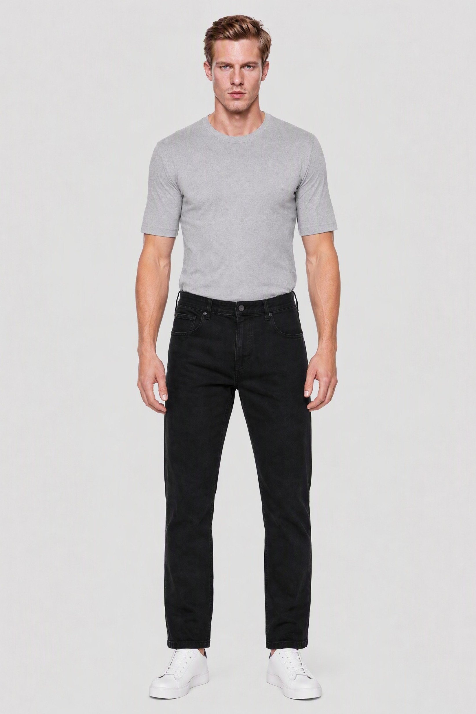 Men Regular Fit Solid Stretchable Jeans, Black