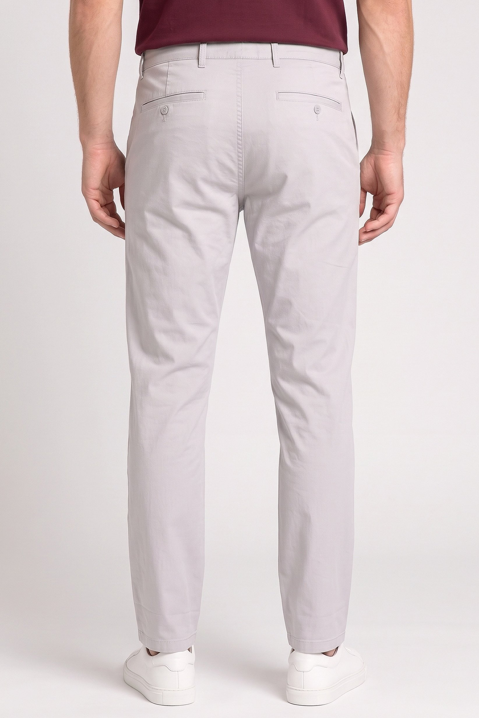 Men Slim Fit Solid Chino Pants, Light Grey