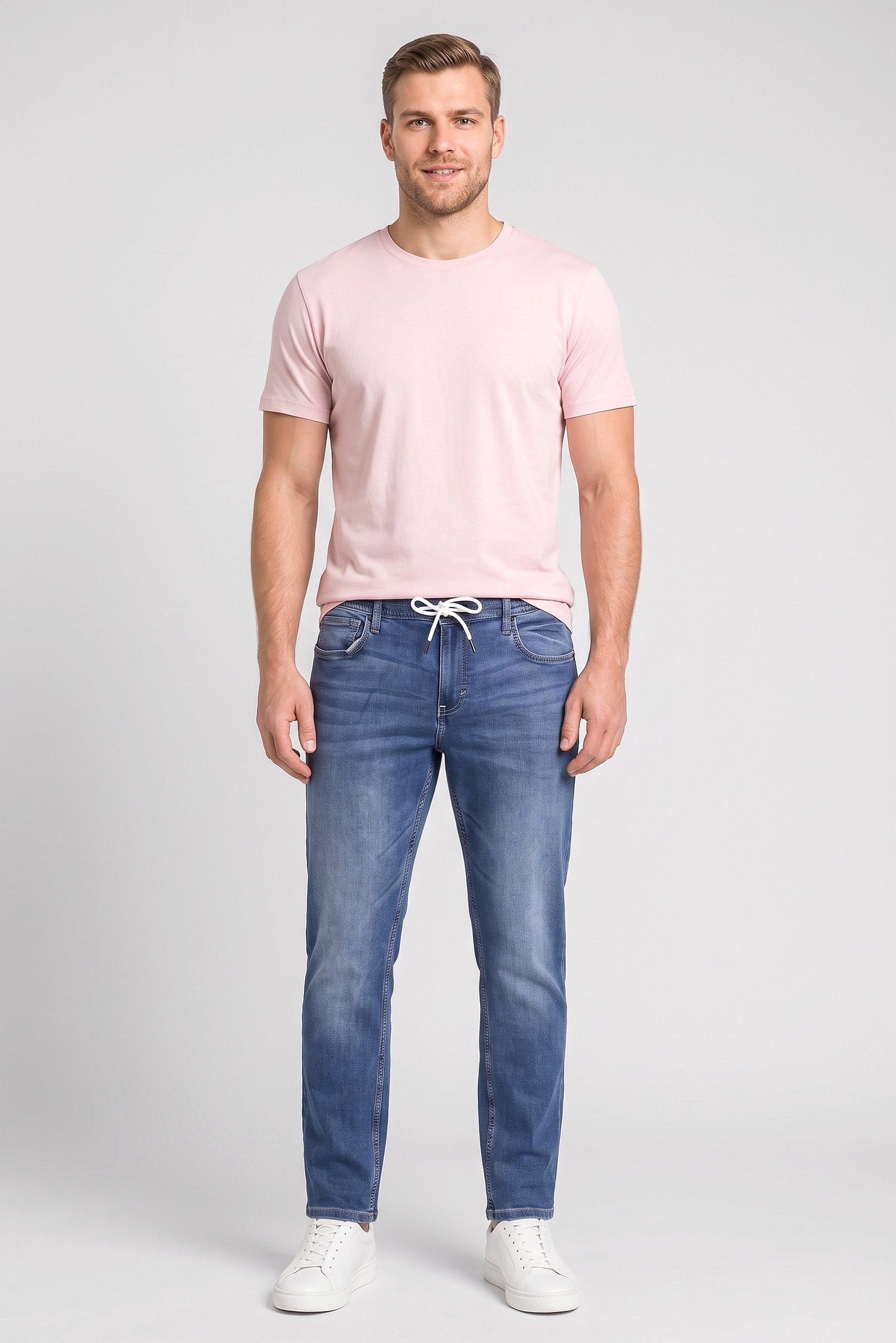 Men Slim Fit Washed Stretchable Jeans, Blue