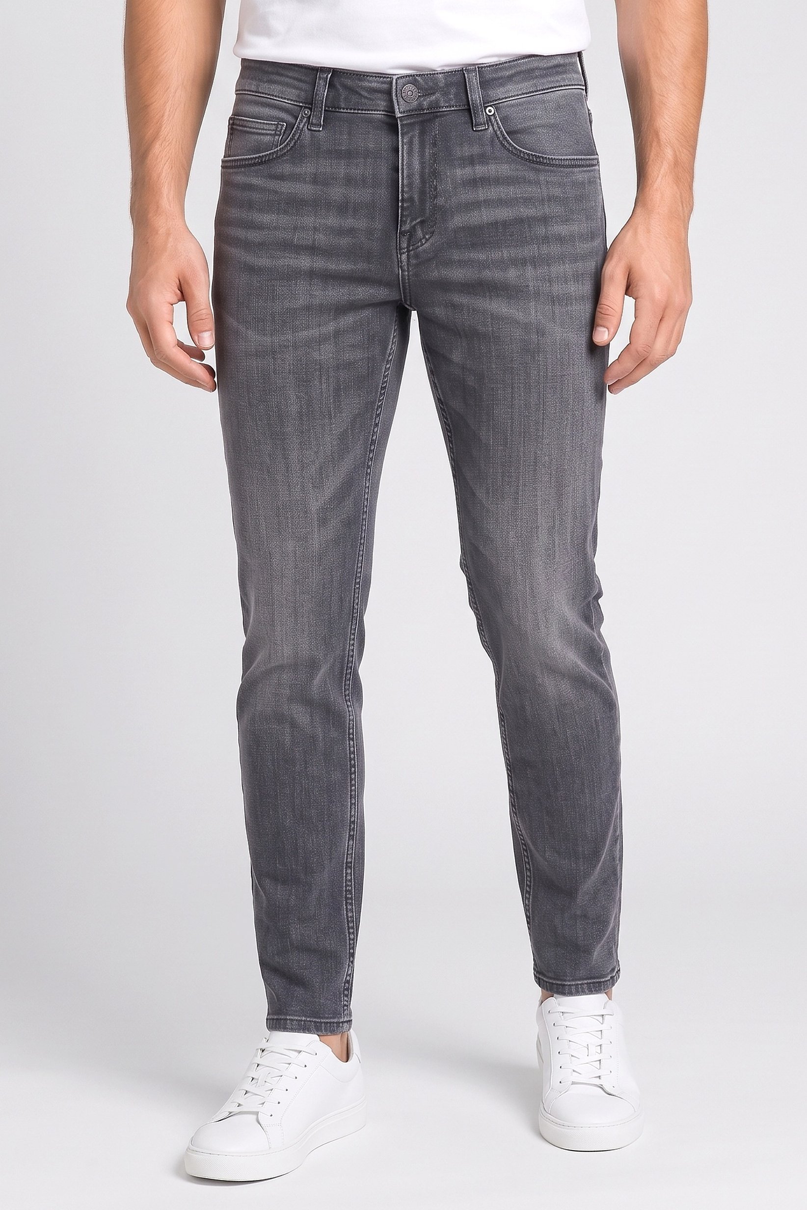 Men Slim Fit Washed Stretchable Jeans, Charcoal