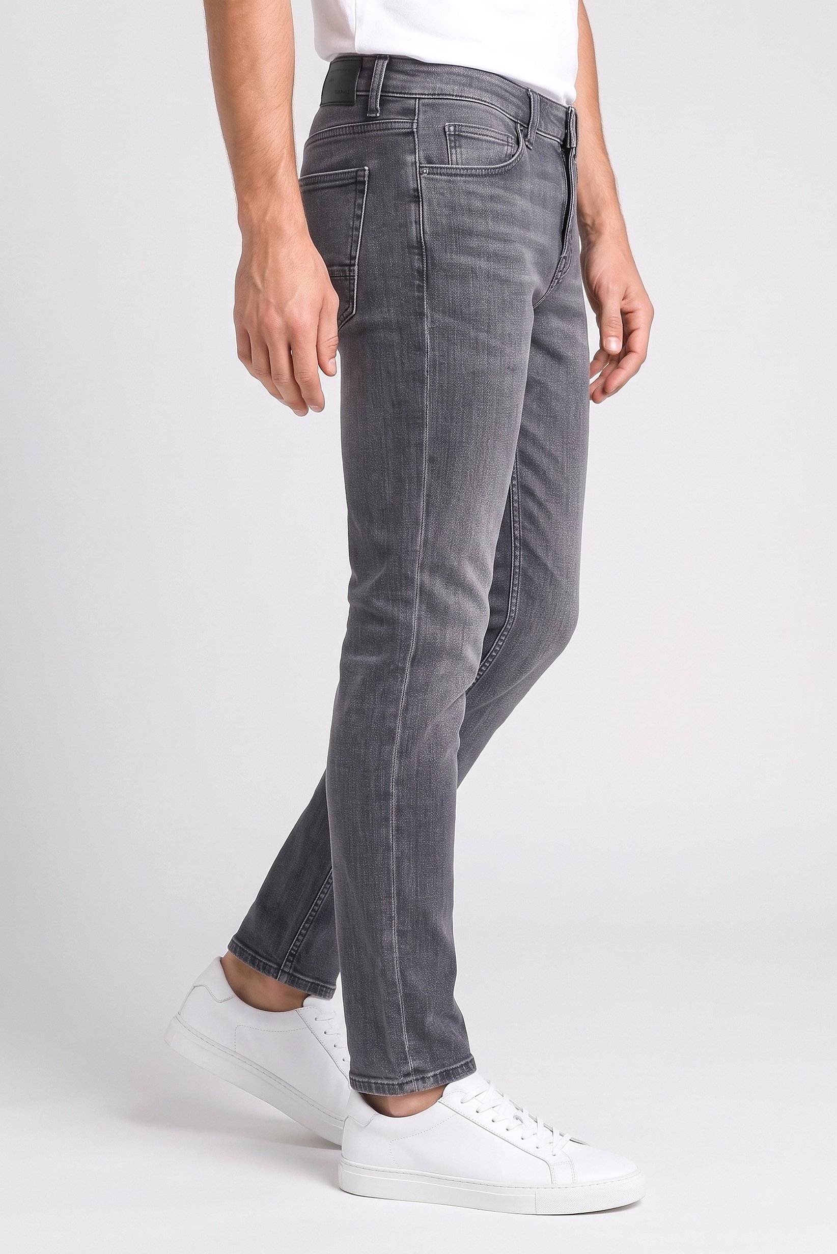 Men Slim Fit Washed Stretchable Jeans, Charcoal