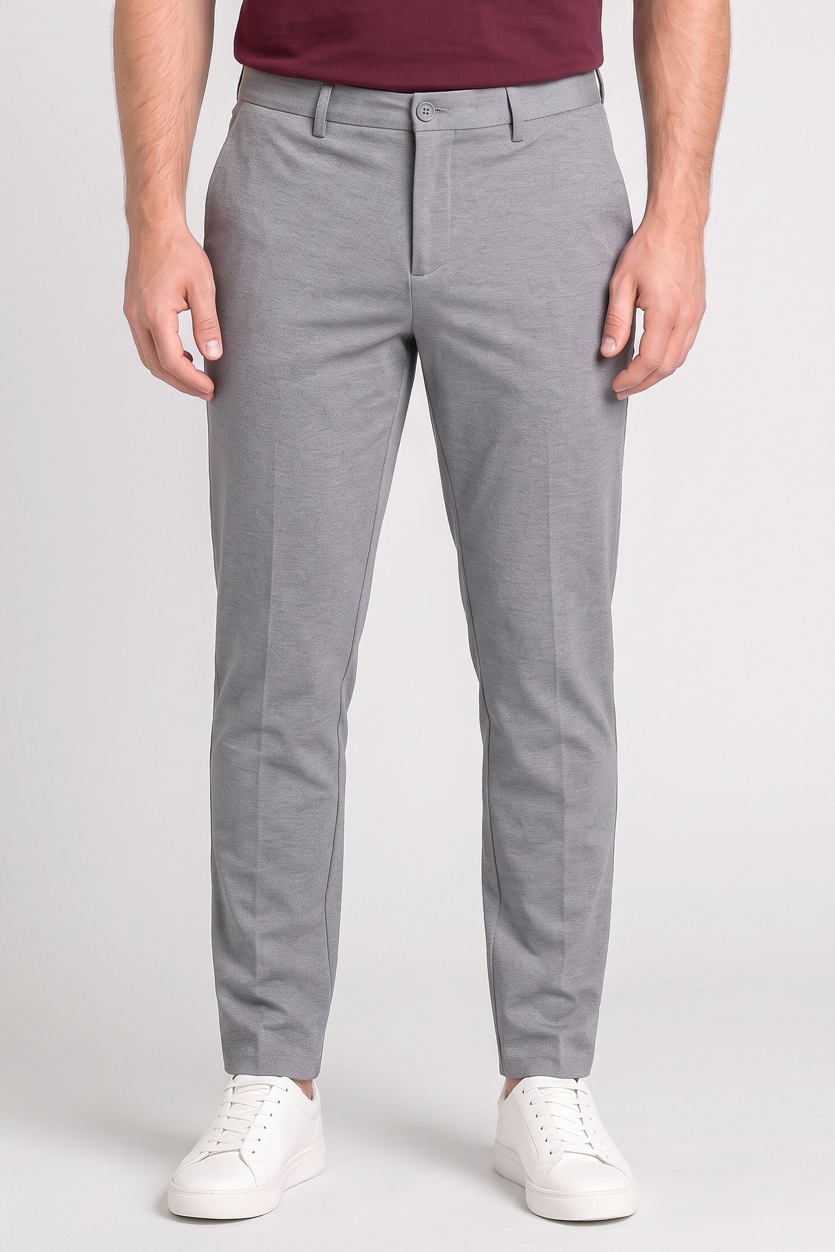 Men Skinny Fit Plain Chino Pants, Light Grey