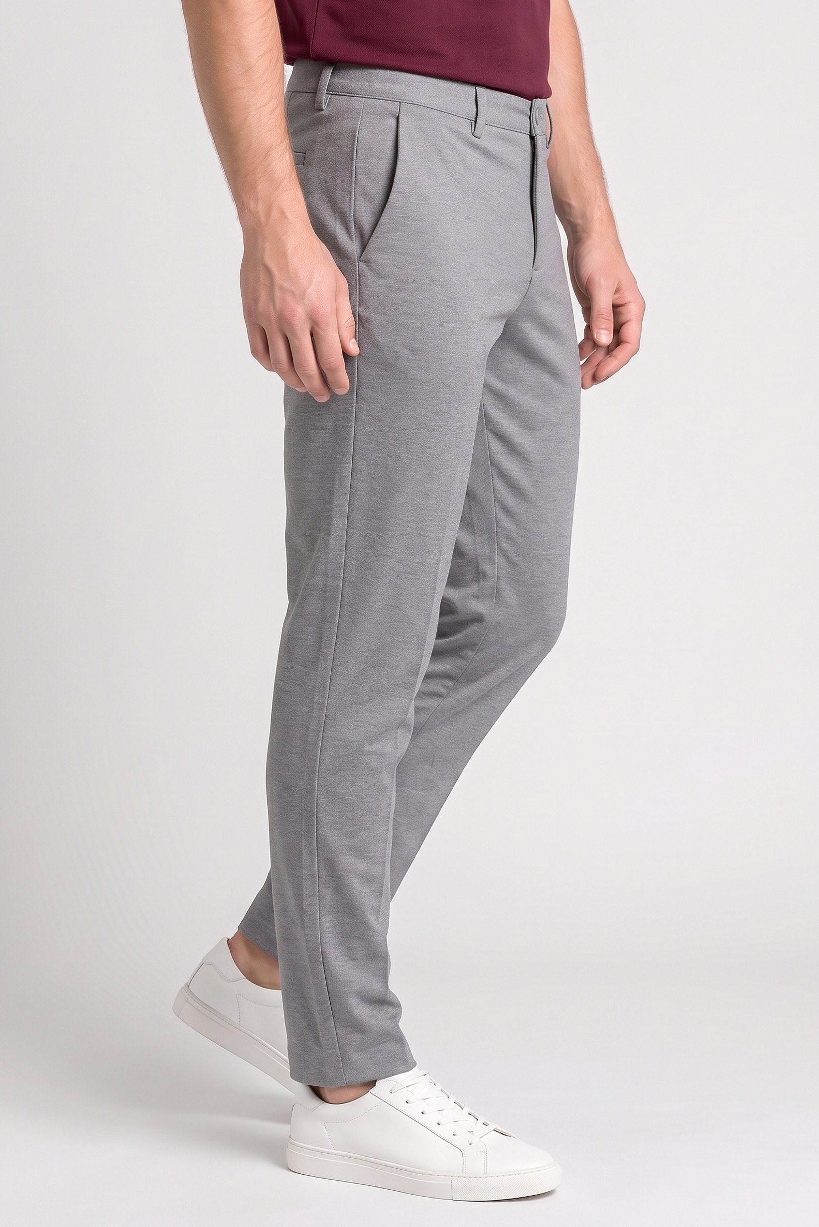 Men Skinny Fit Plain Chino Pants, Light Grey