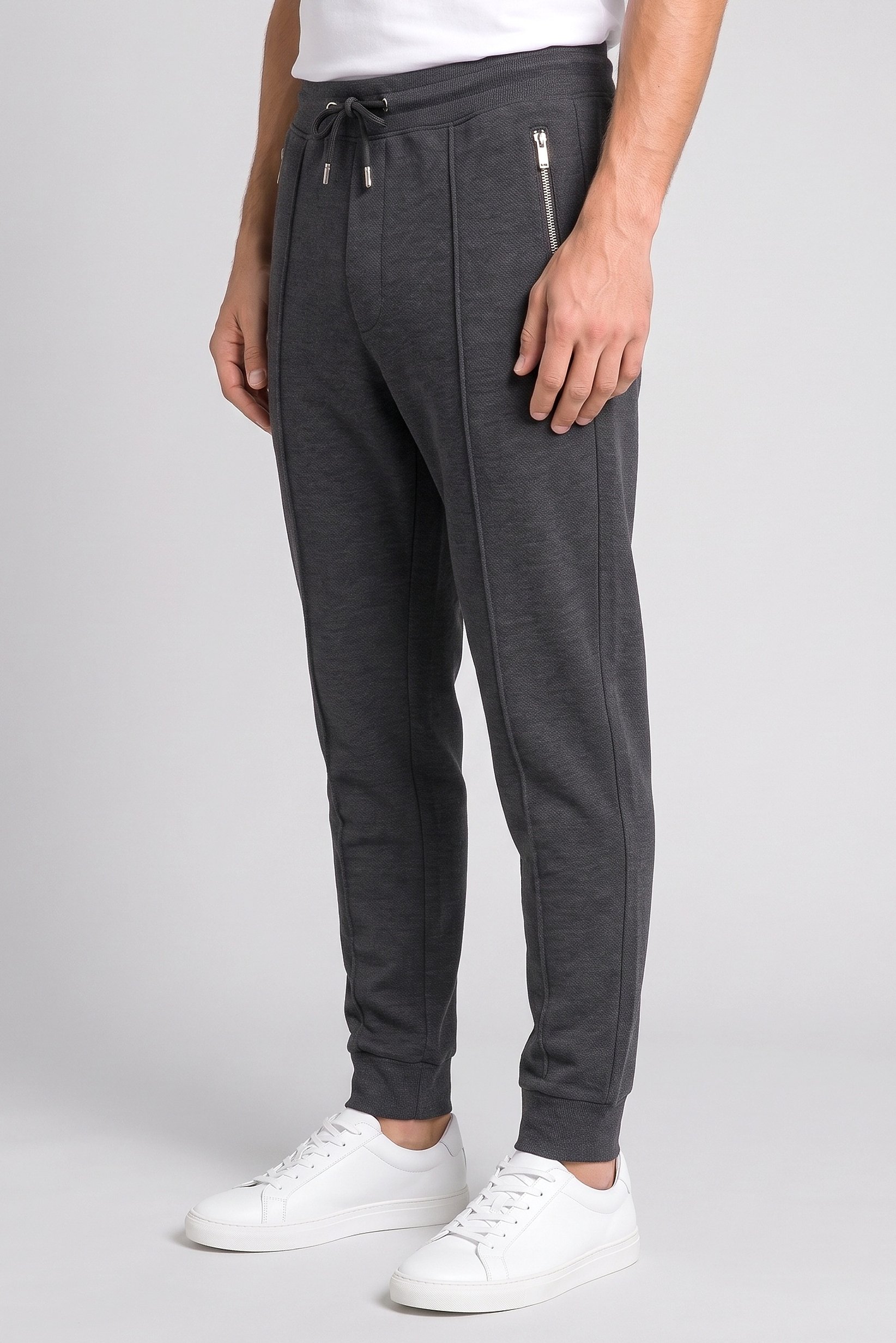 Men Regular Fit Textured Sweatpants, Dark Grey