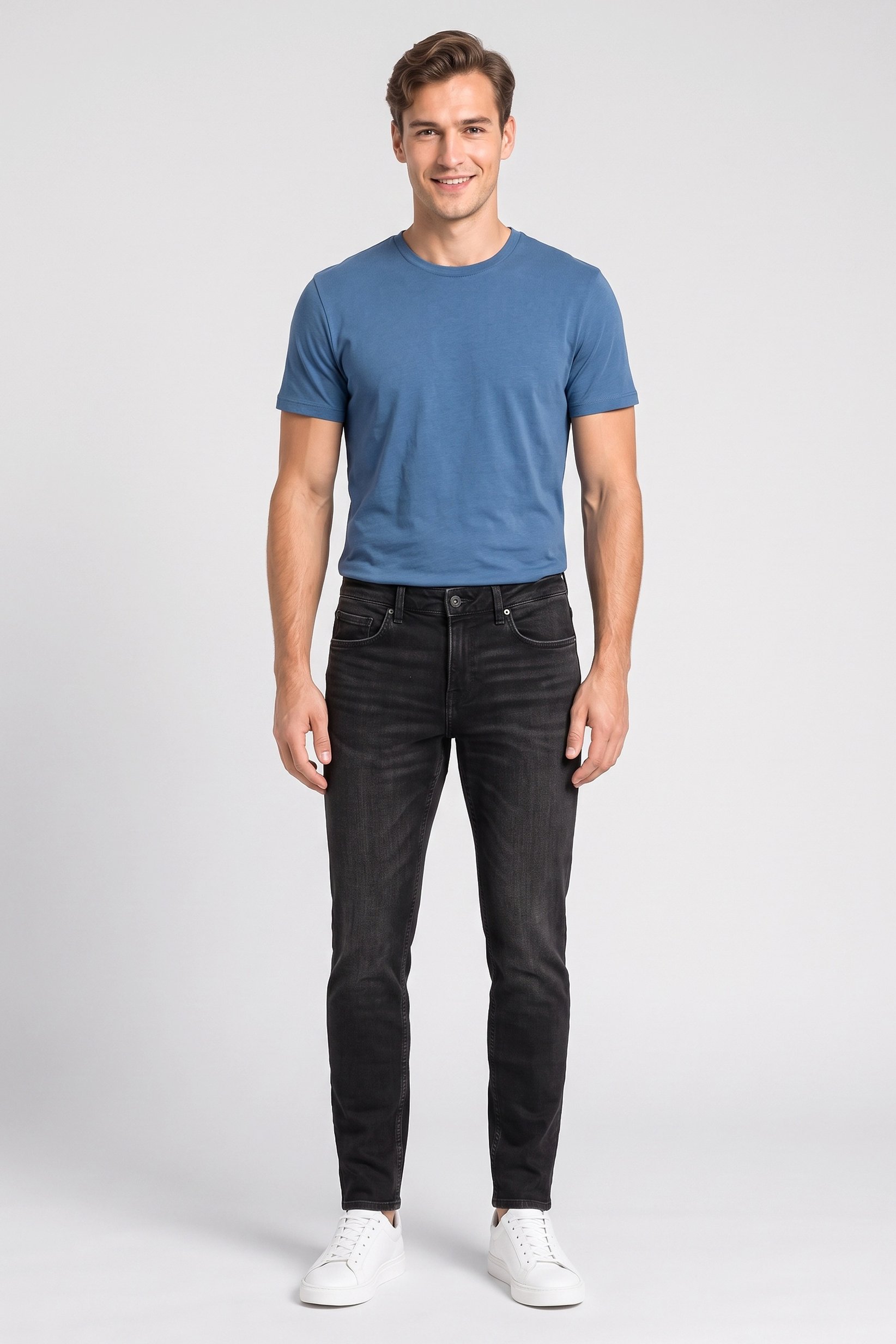 Men Slim Fit Solid Stretchable Jeans, Black