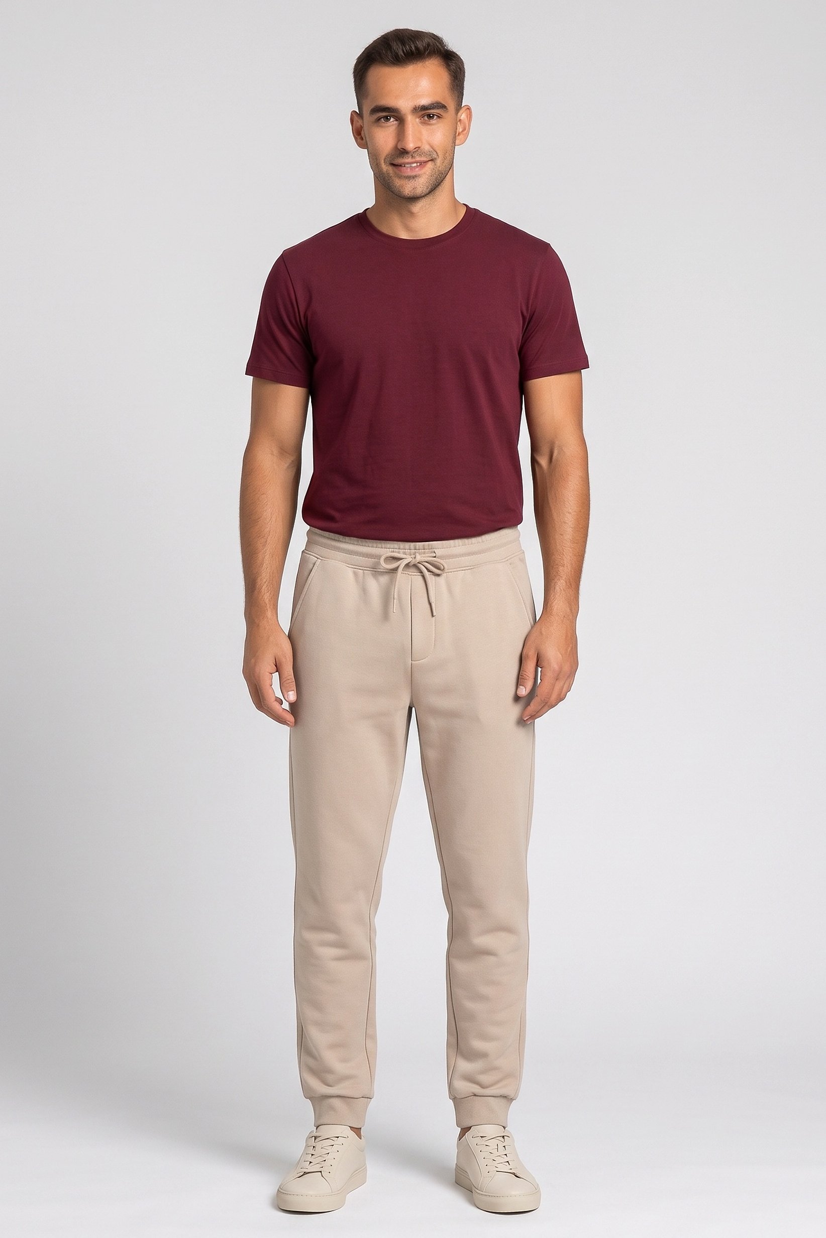 Men Regular Fit Solid Sweatpants, Beige