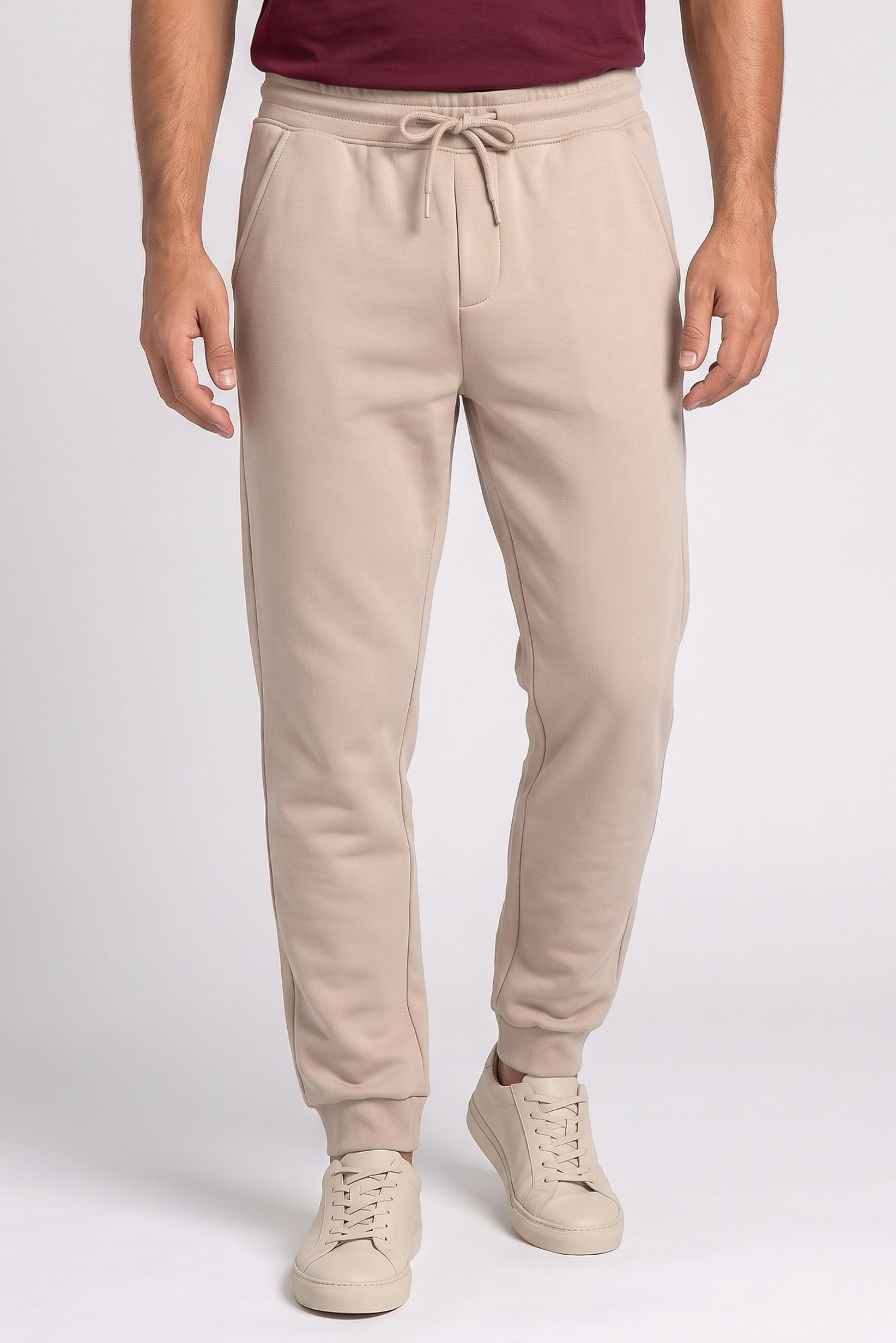 Men Regular Fit Solid Sweatpants, Beige