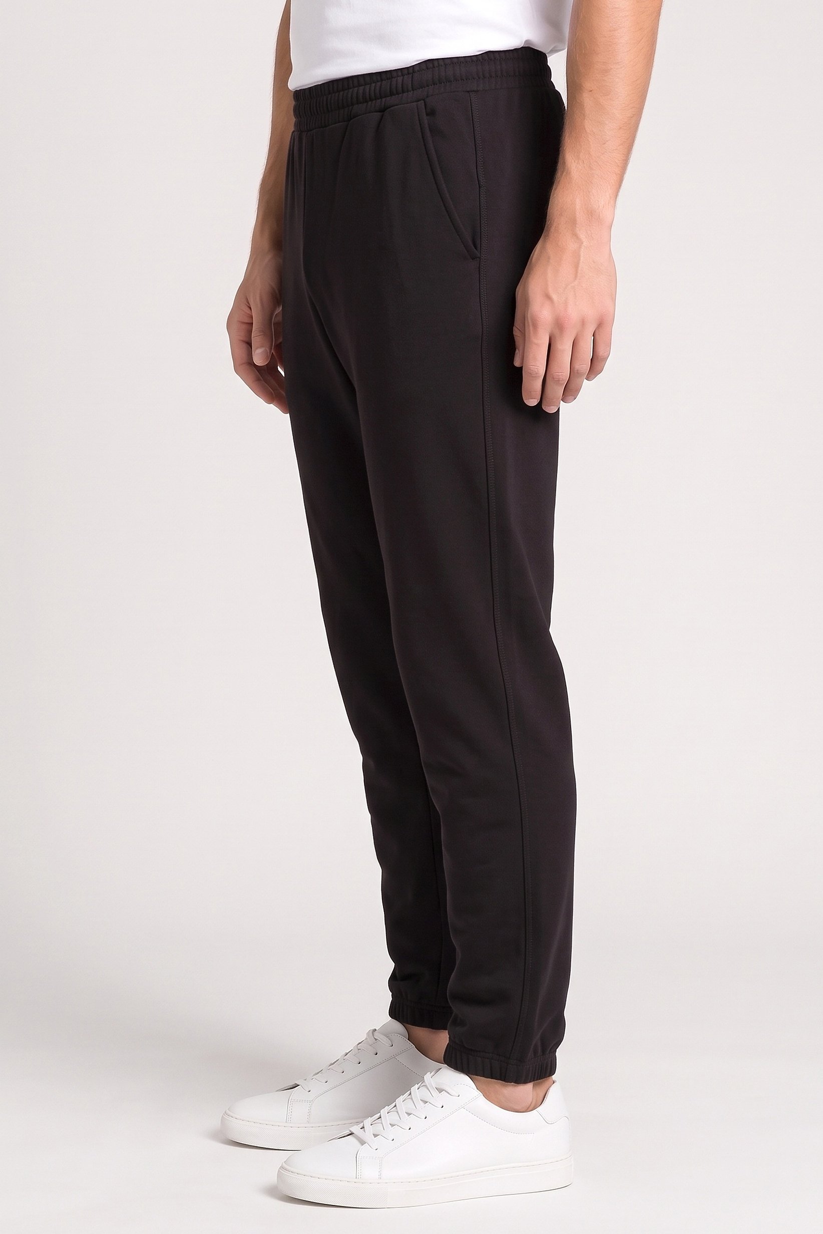 Men Oversized Solid Sweatpants, Black