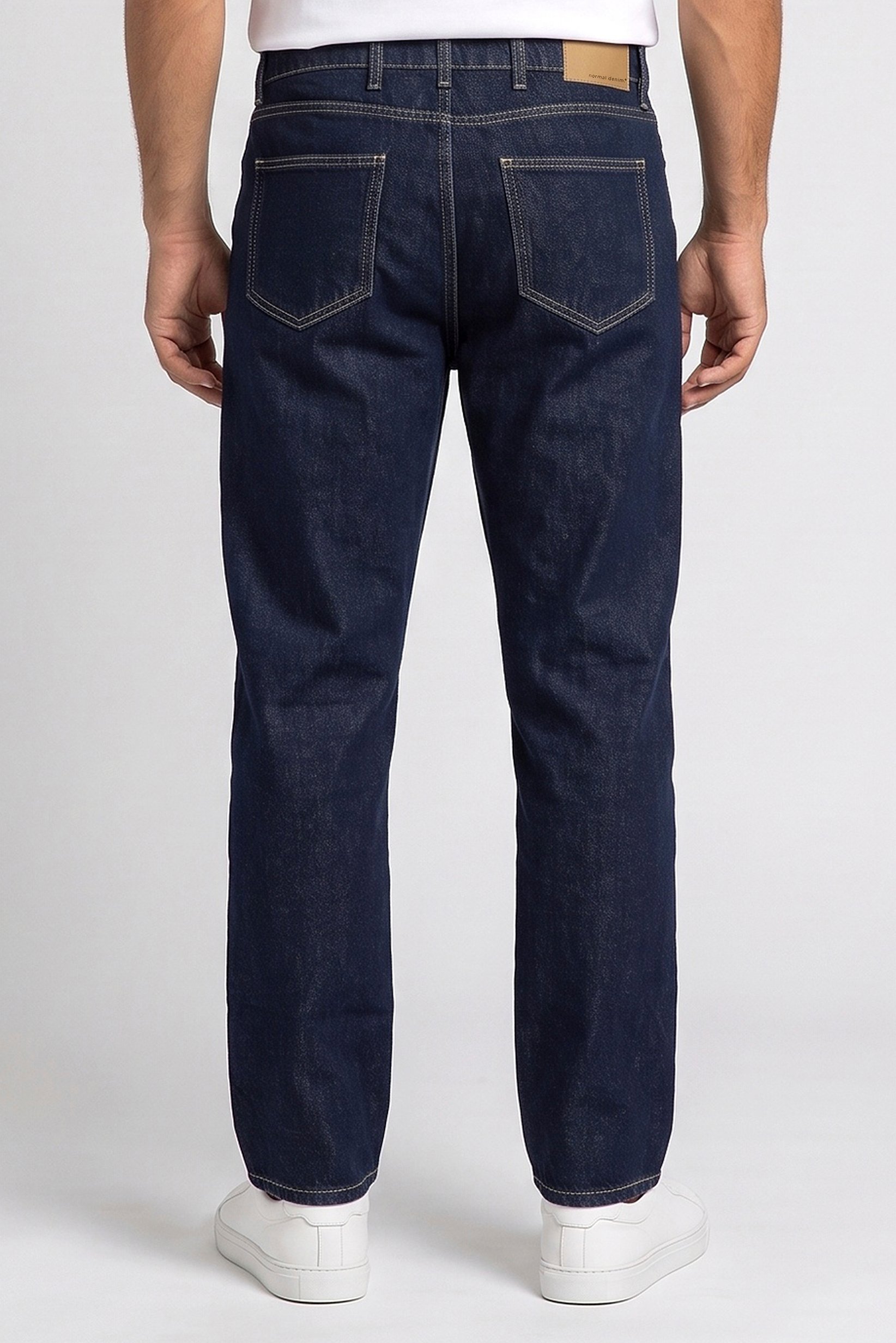 Men Loose Fit Washed No Stretch Jeans, Navy