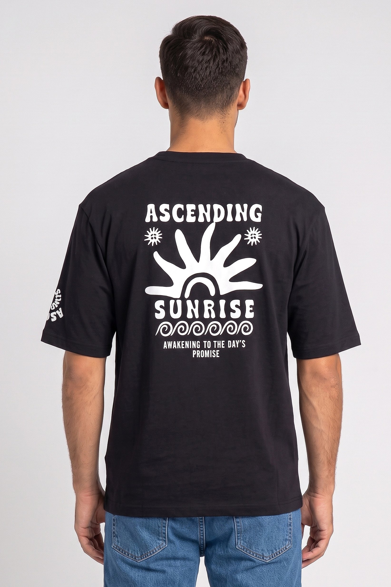 Men Crew Neck Short Sleeve Graphic Print T-Shirt, Black
