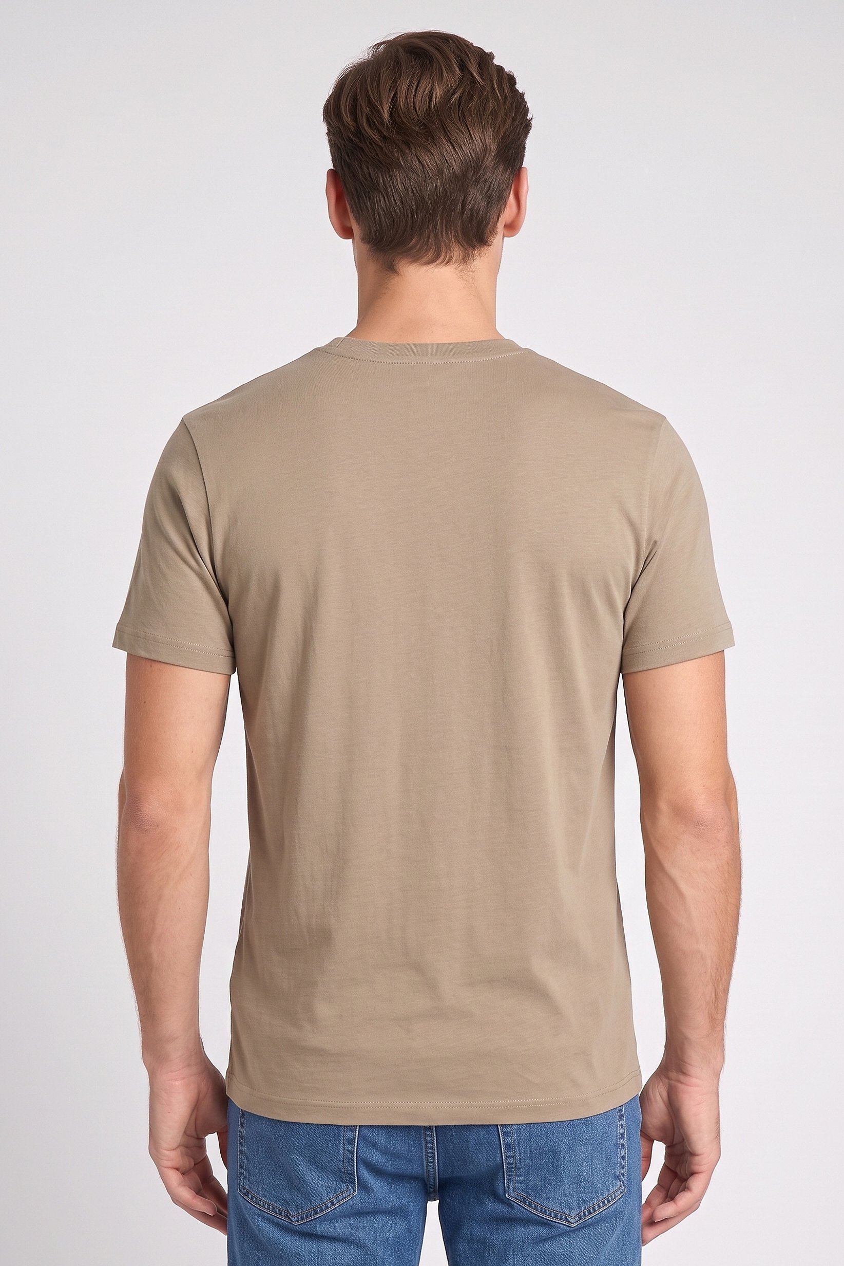 Men Crew Neck Short Sleeves Solid T-shirt, Taupe