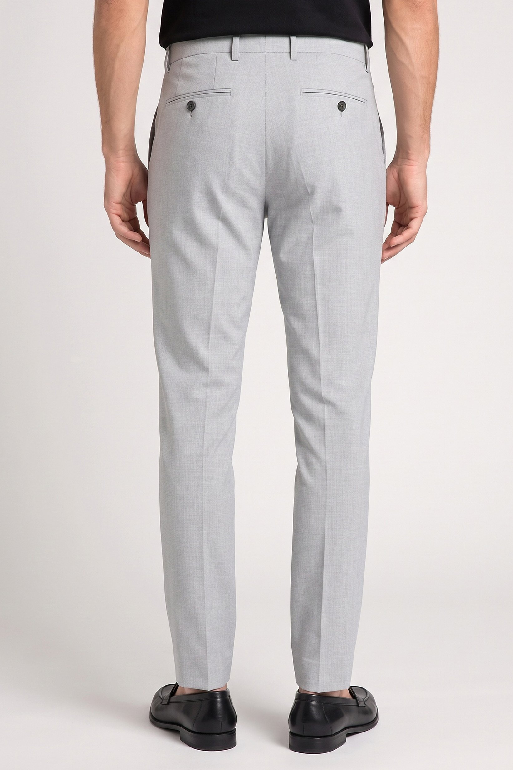 Men Slim Fit Solid Dress Pants, Light Grey