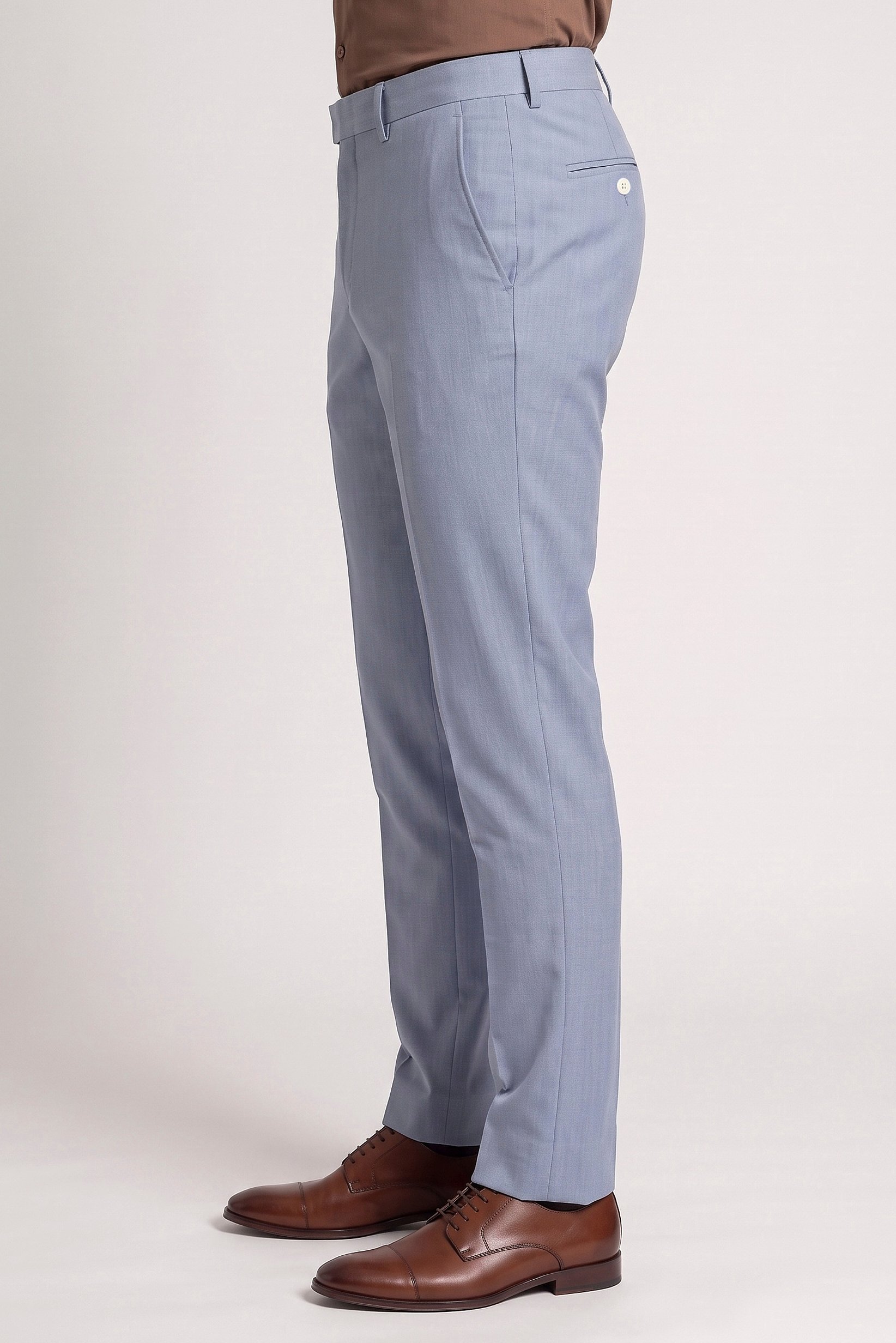 Men Slim Fit Solid Dress Pants, Light Blue