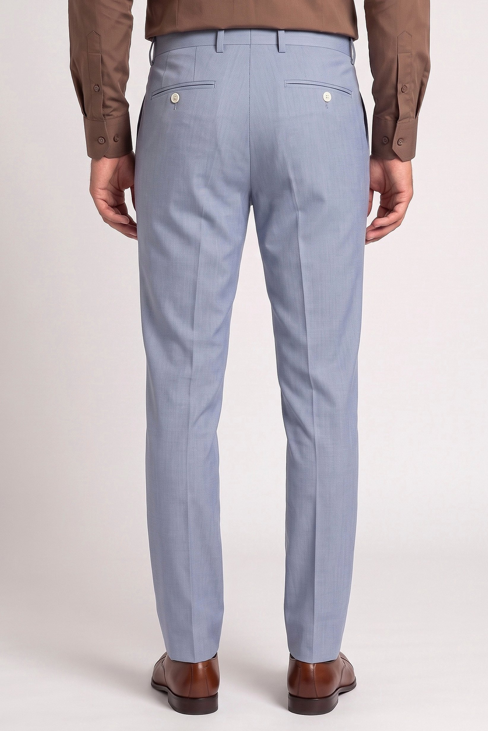 Men Slim Fit Solid Dress Pants, Light Blue