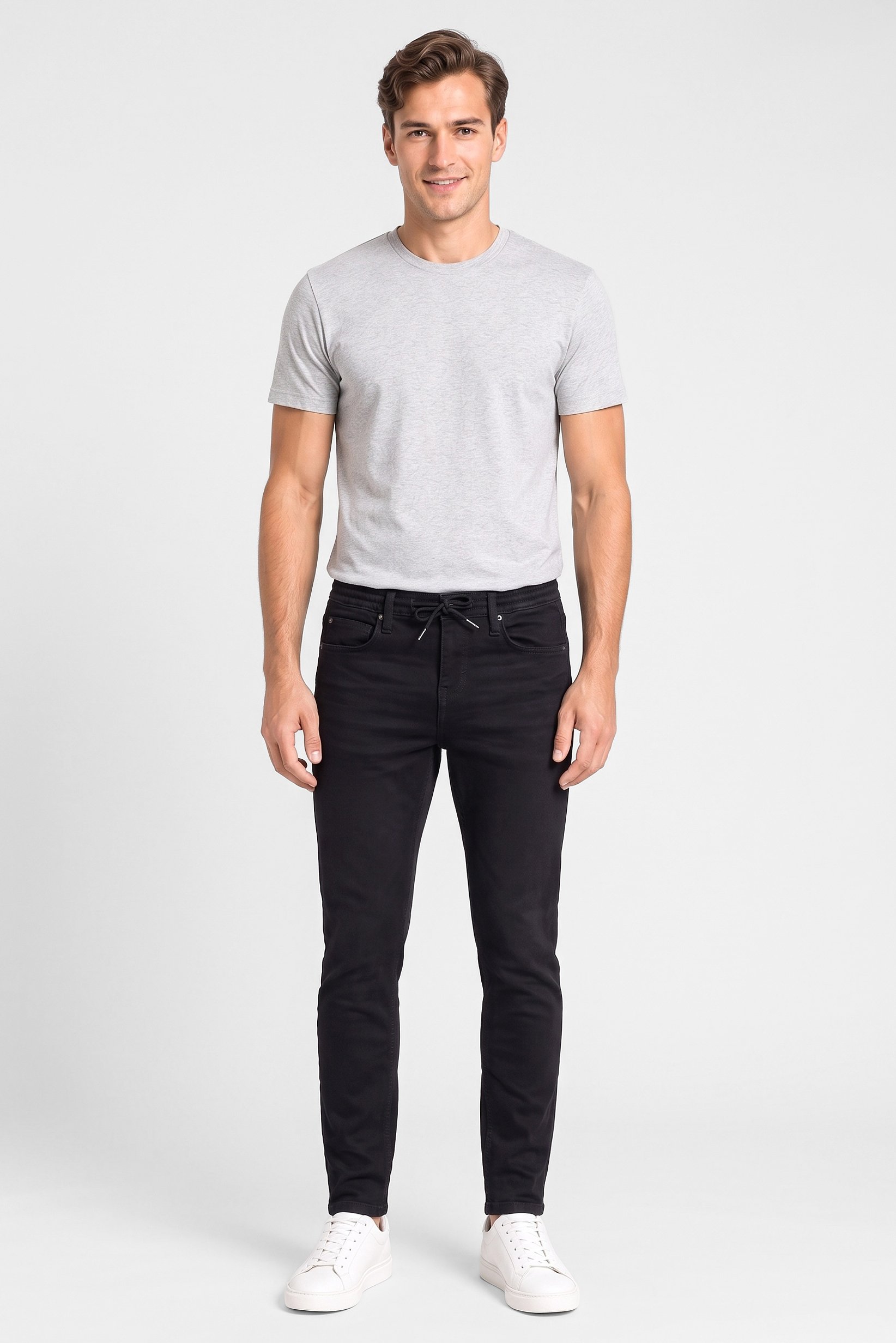 Men Slim Fit Solid Stretchable Jeans, Black