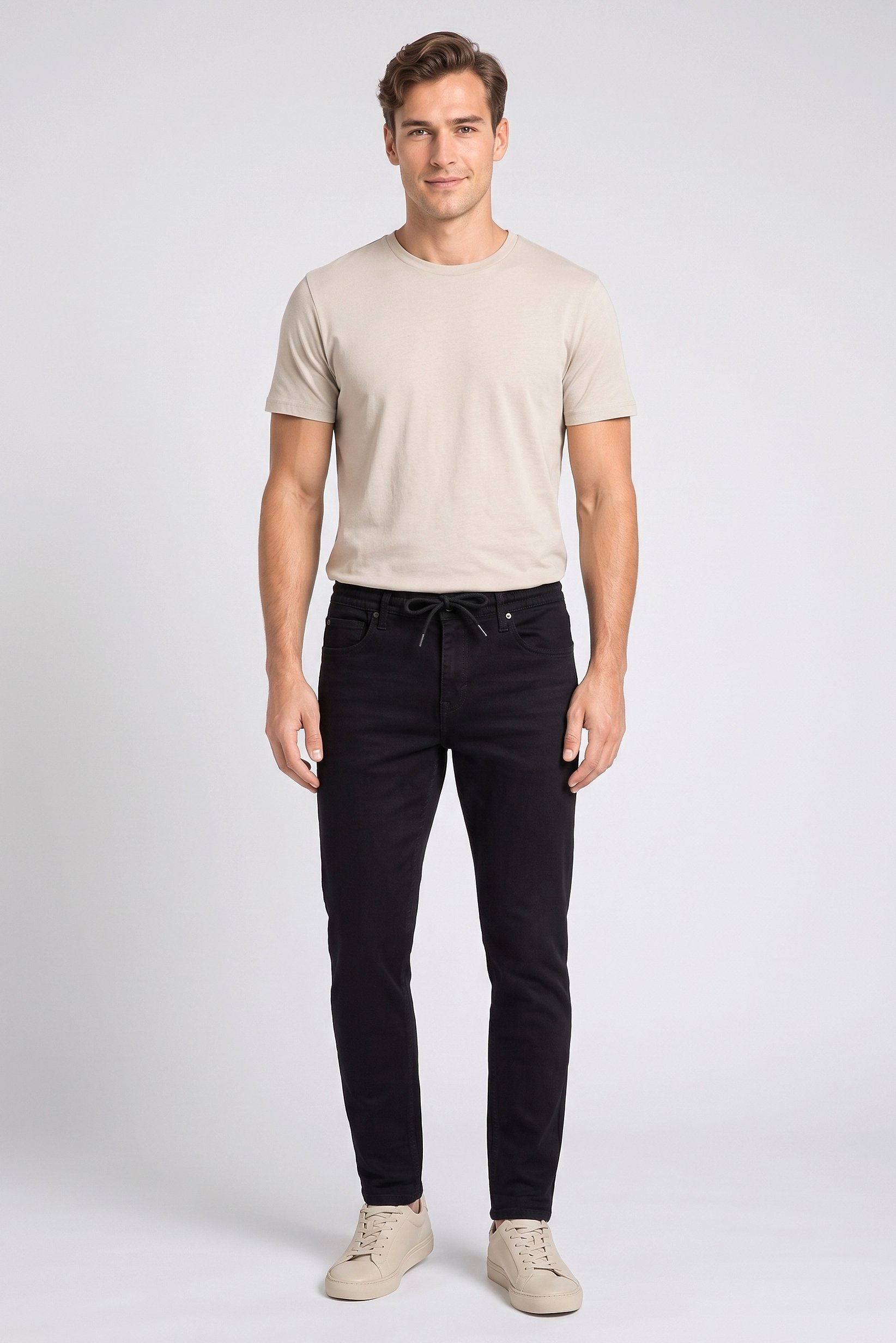 Men Slim Fit Washed Stretchable Denim Jeans, Black