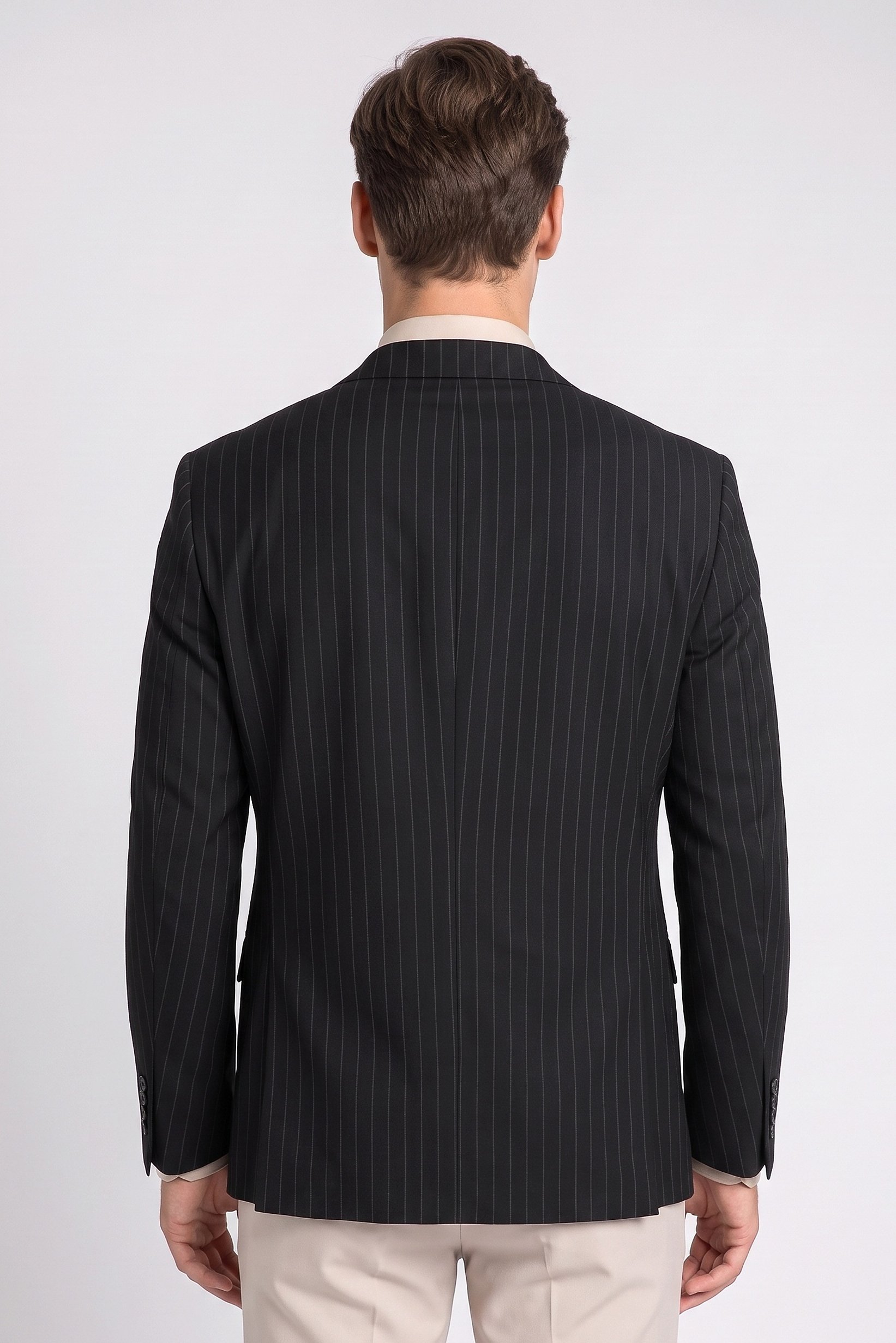 Men Slim Fit Stripe Casual Blazer, Black