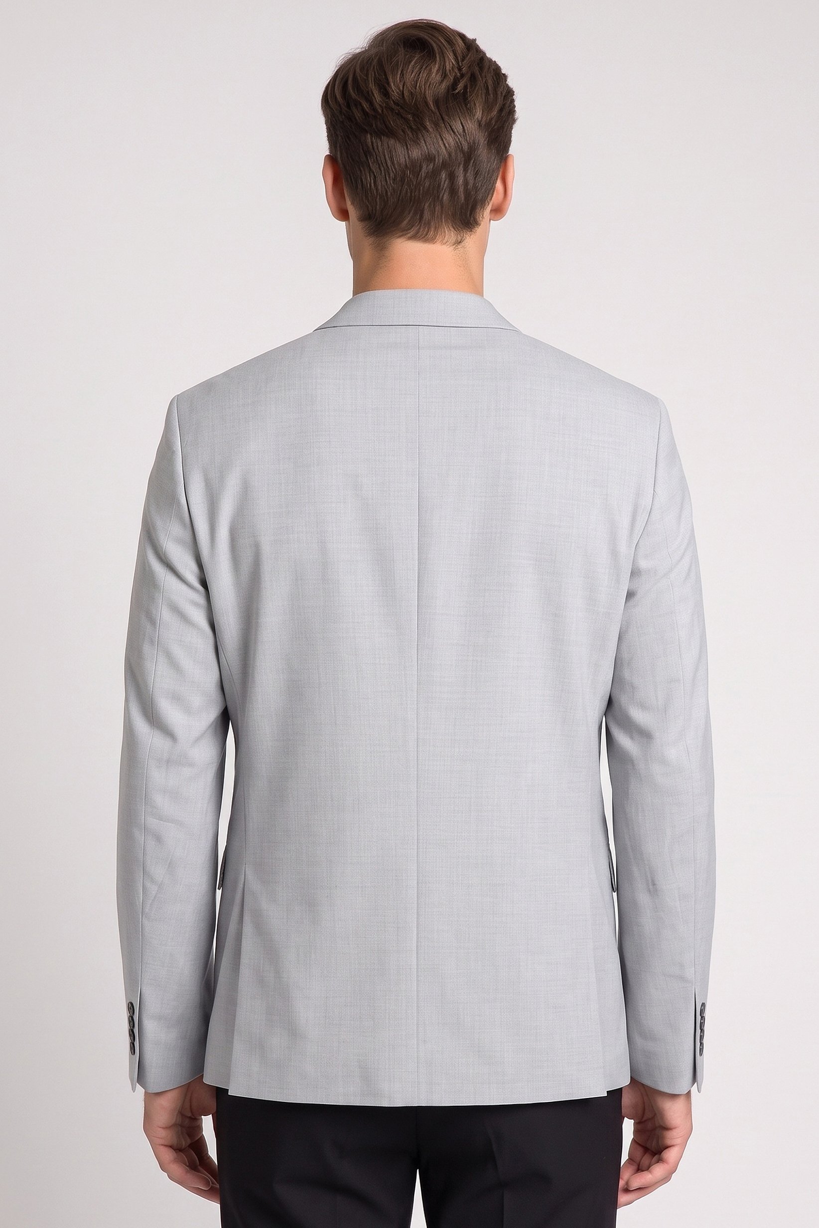 Men Slim Fit Plain Casual Blazer, Light Grey