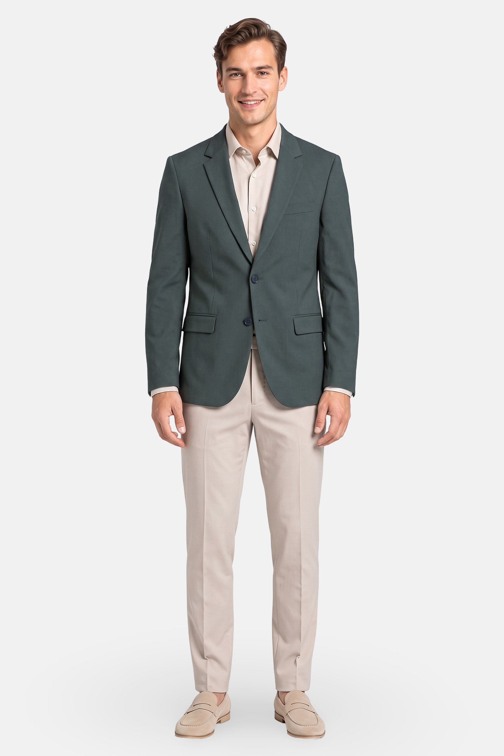 Men Slim Fit Solid Casual Blazer, Olive