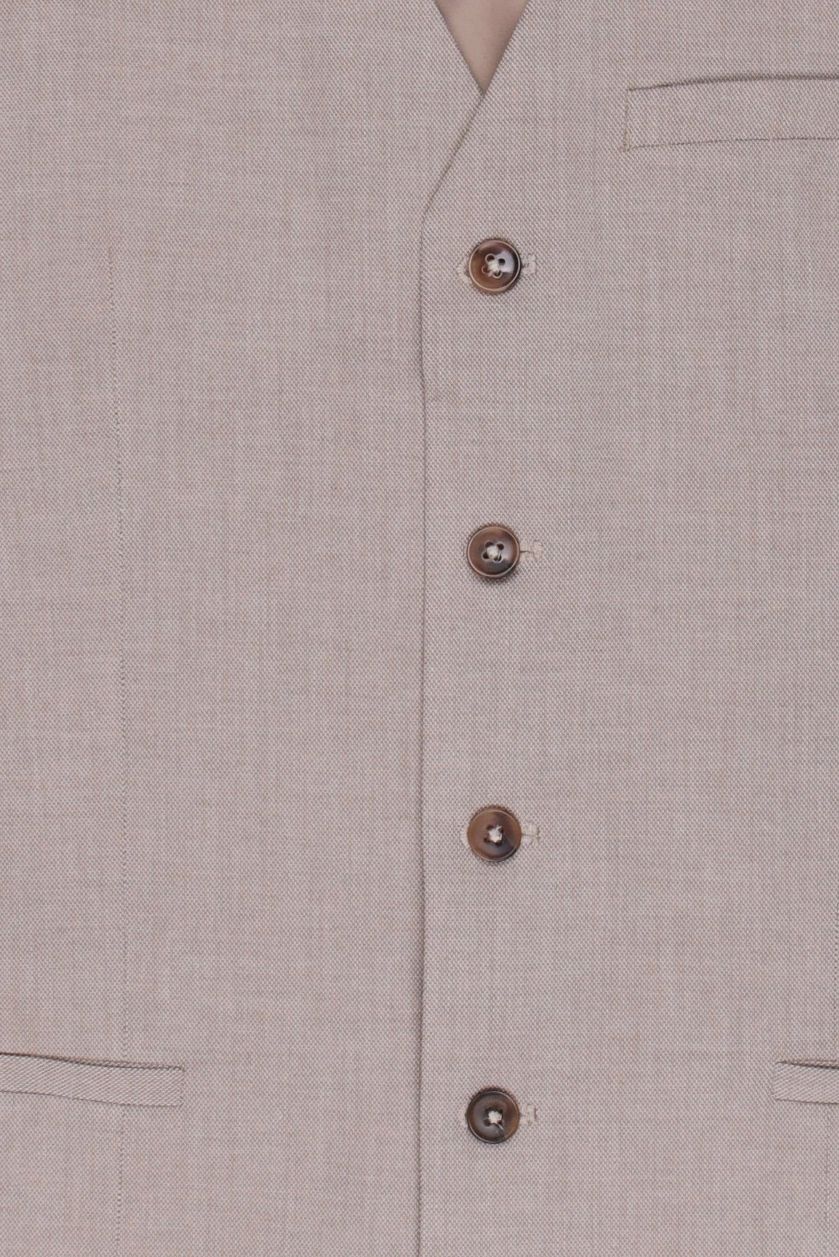 Men Plain Sleeveless Semi Formal Blazer Vest, Beige