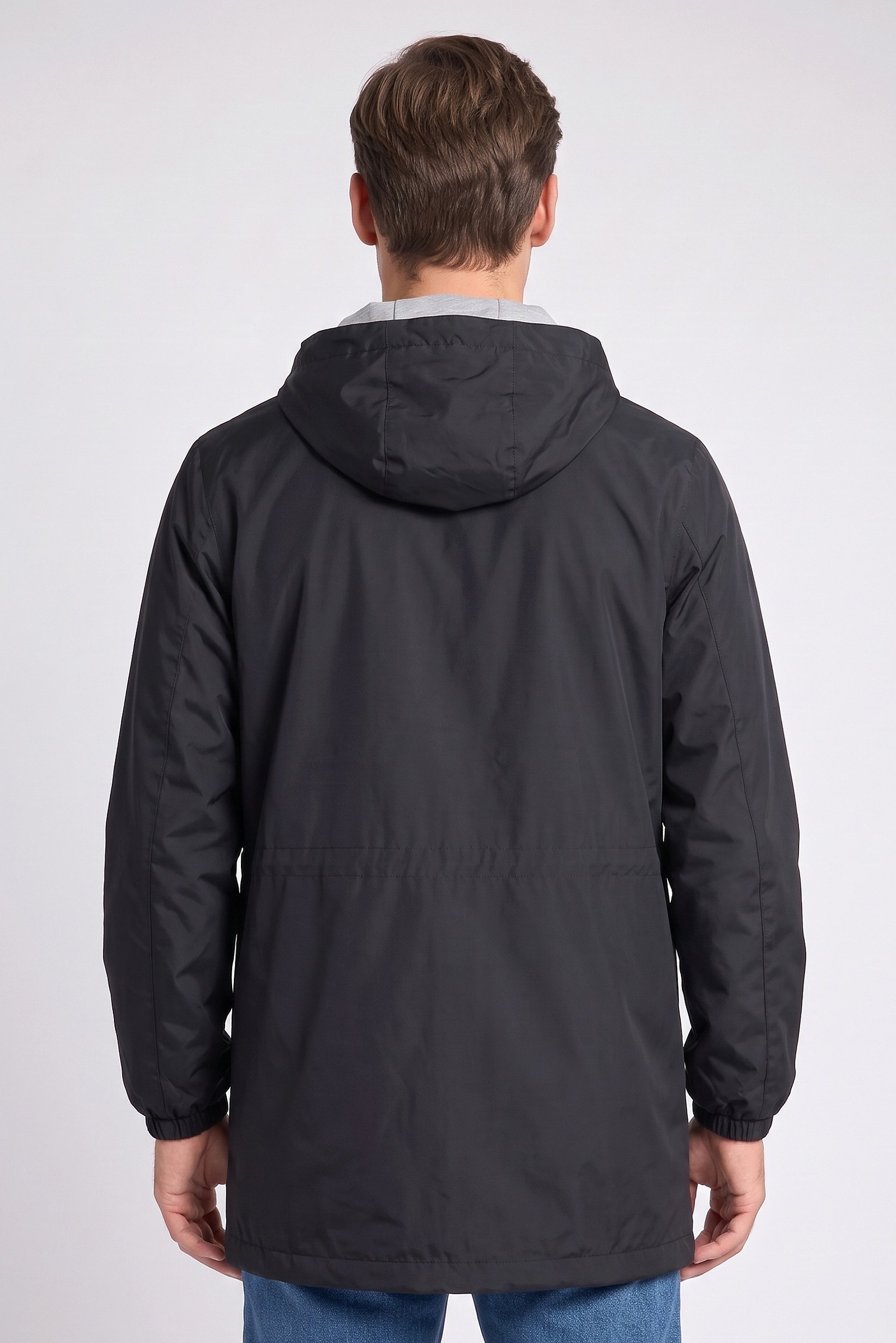 Men Solid Hooded Jacket, Black