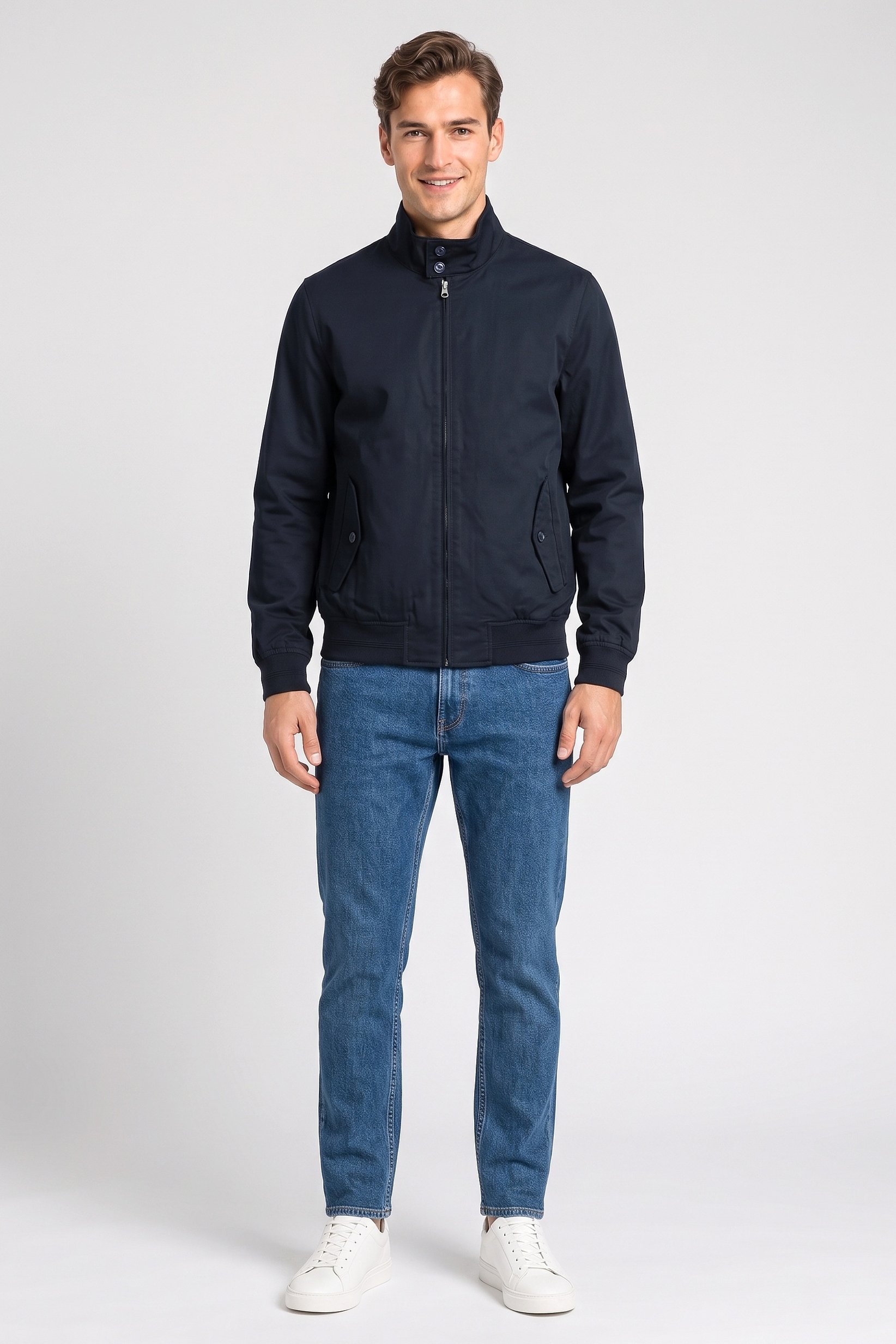 Men Plain Windbreaker Jacket, Navy