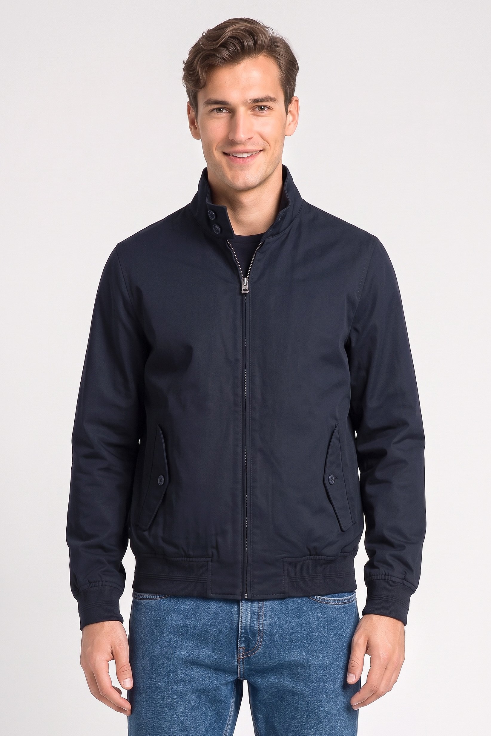 Men Plain Windbreaker Jacket, Navy