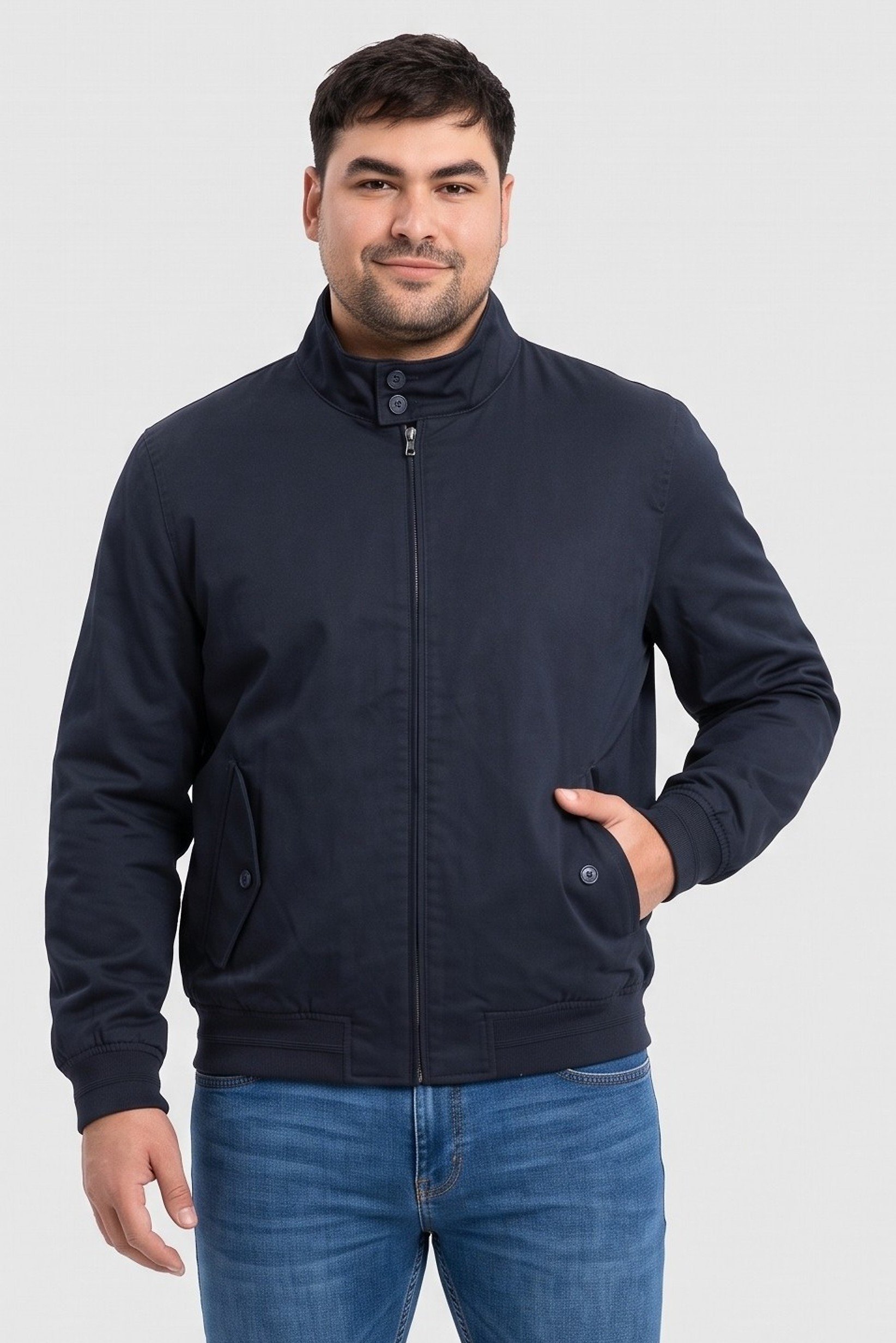 Men Plain Parka Jacket, Navy