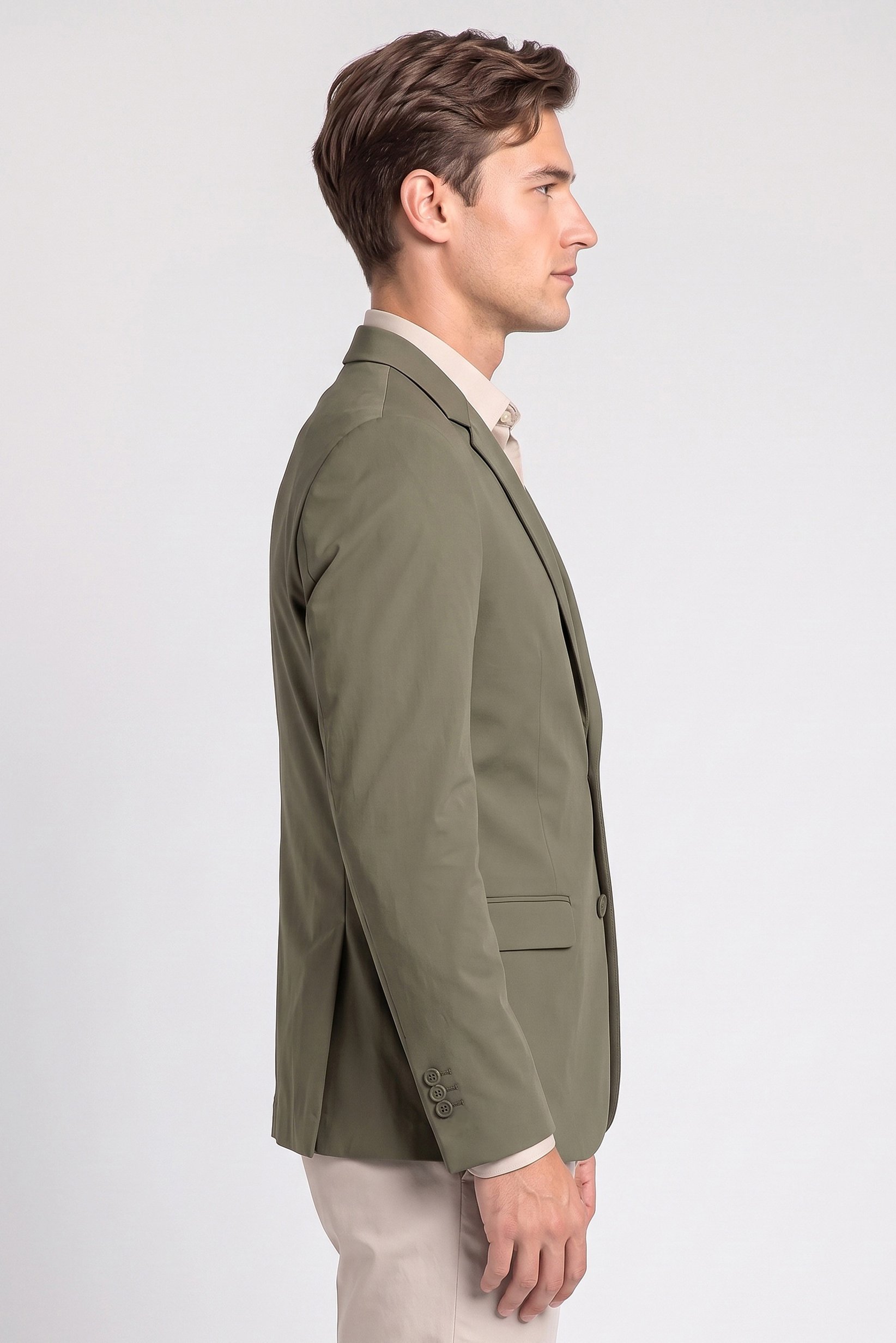 Men Regular Fit Solid Casual Blazer, Khaki