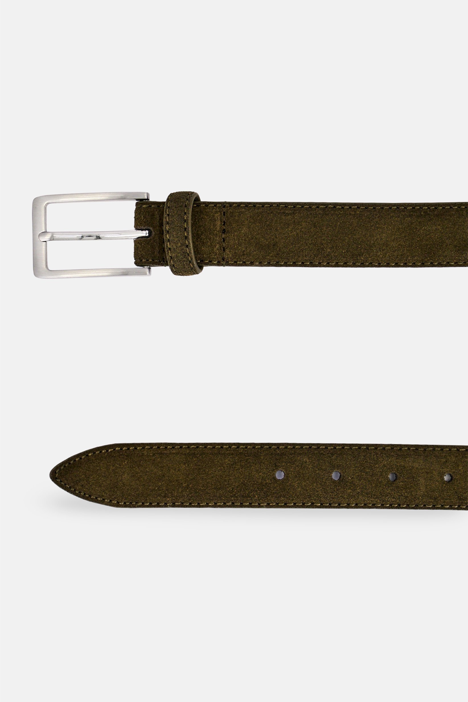 Men Suede Belt, Dark Olive