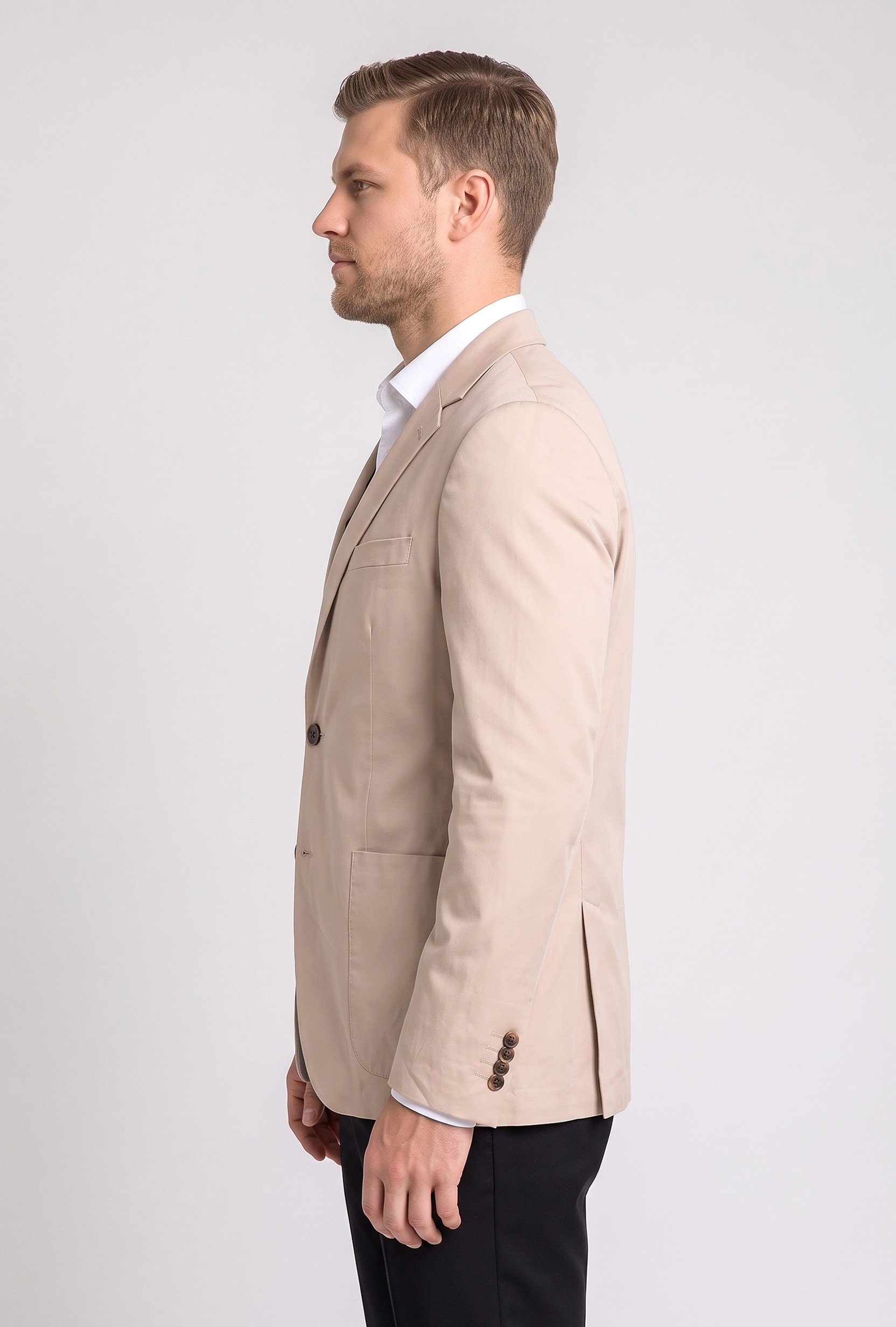 Men Slim Fit Long Sleeve Plain Casual Blazer Jacket, Beige