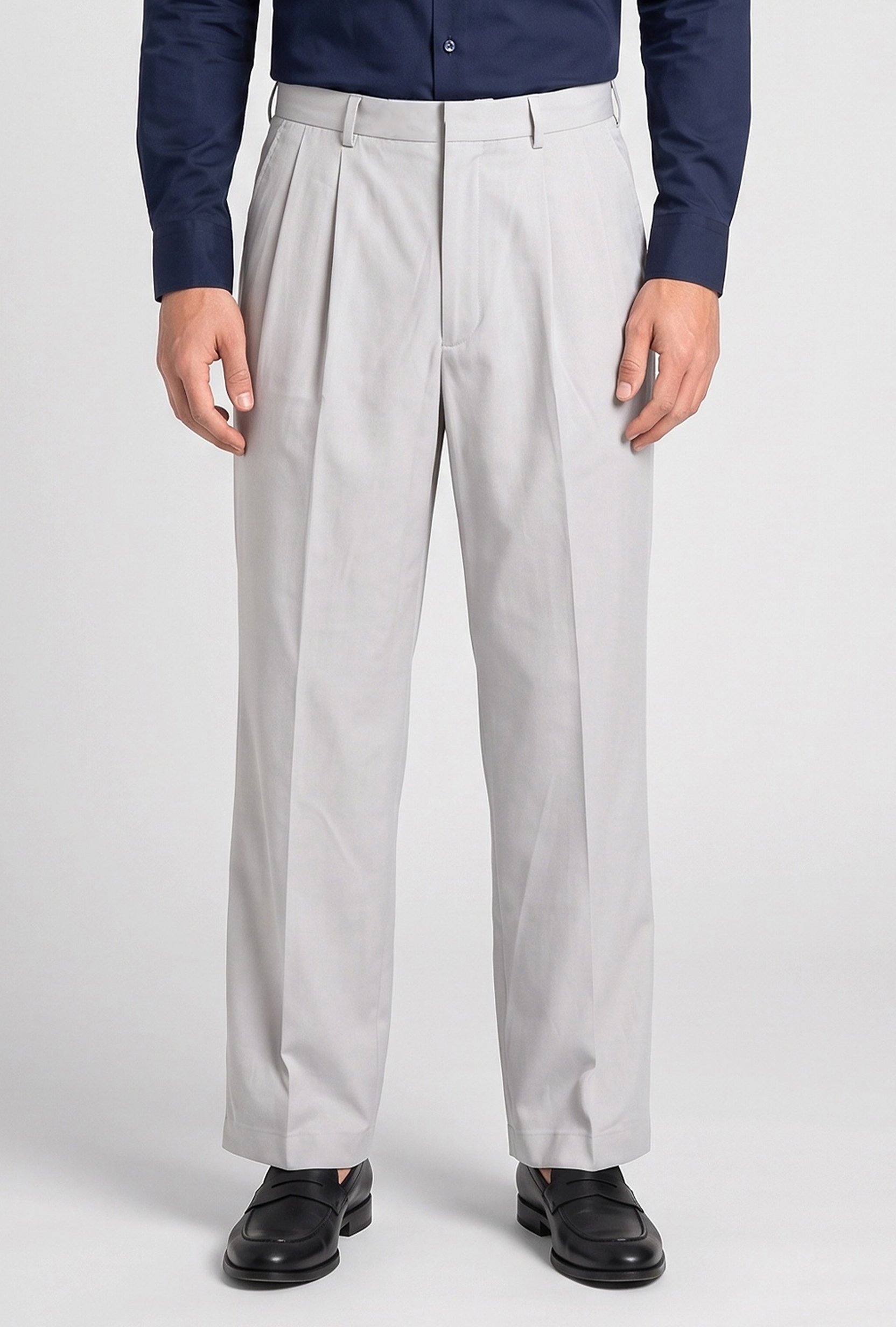 Men Loose Fit Plain Chino Pants, Grey