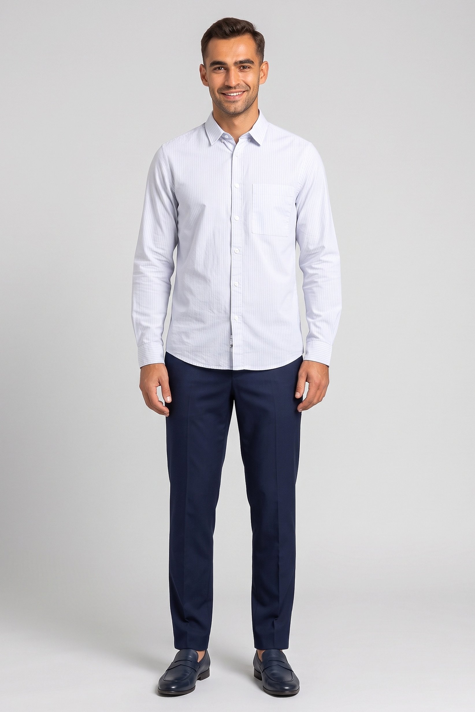 Men Regular Fit Stripe Long Sleeve Casual Shirt, Multicolor