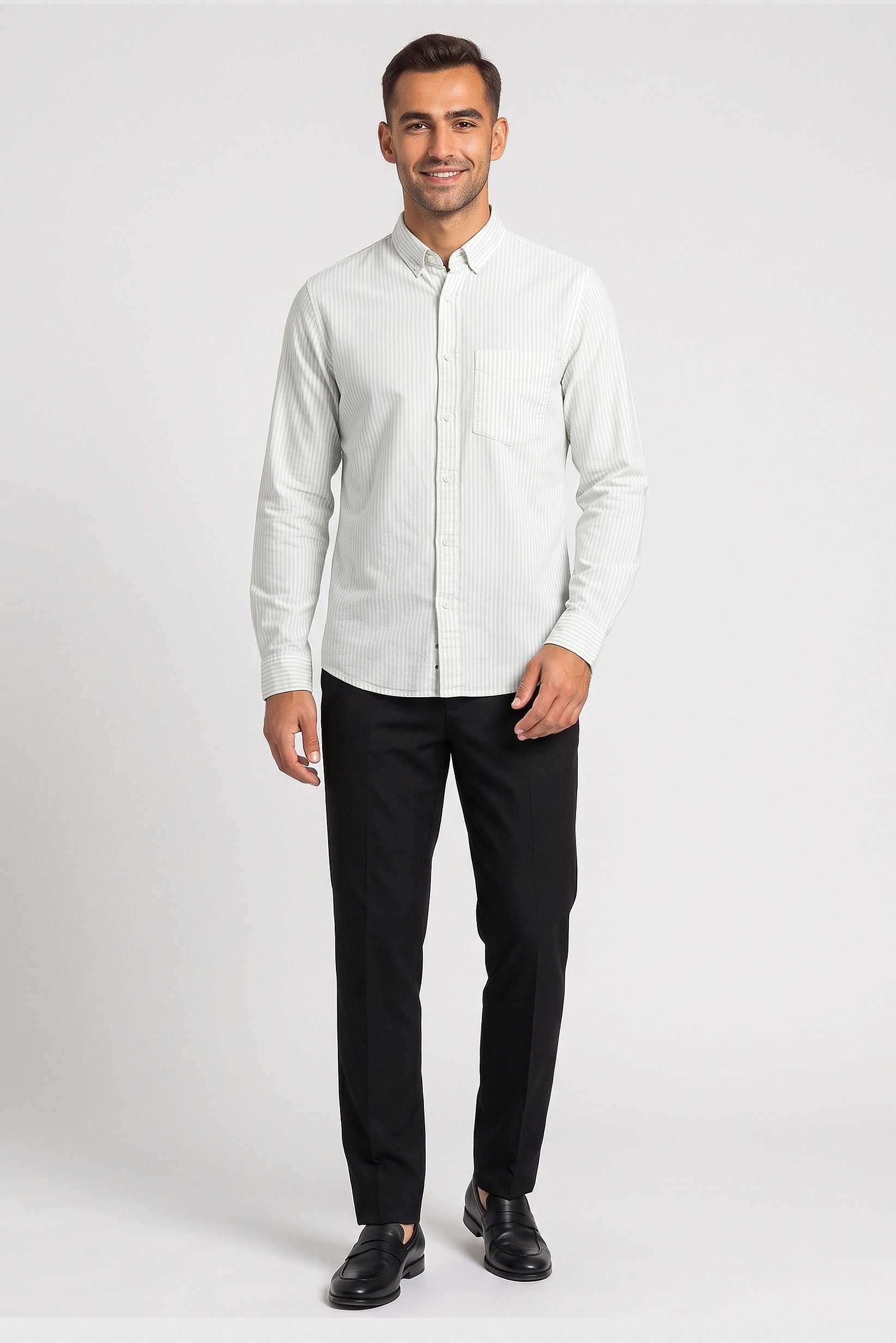 Men Regular Fit Stripe Long Sleeve Casual Shirt, Multicolor