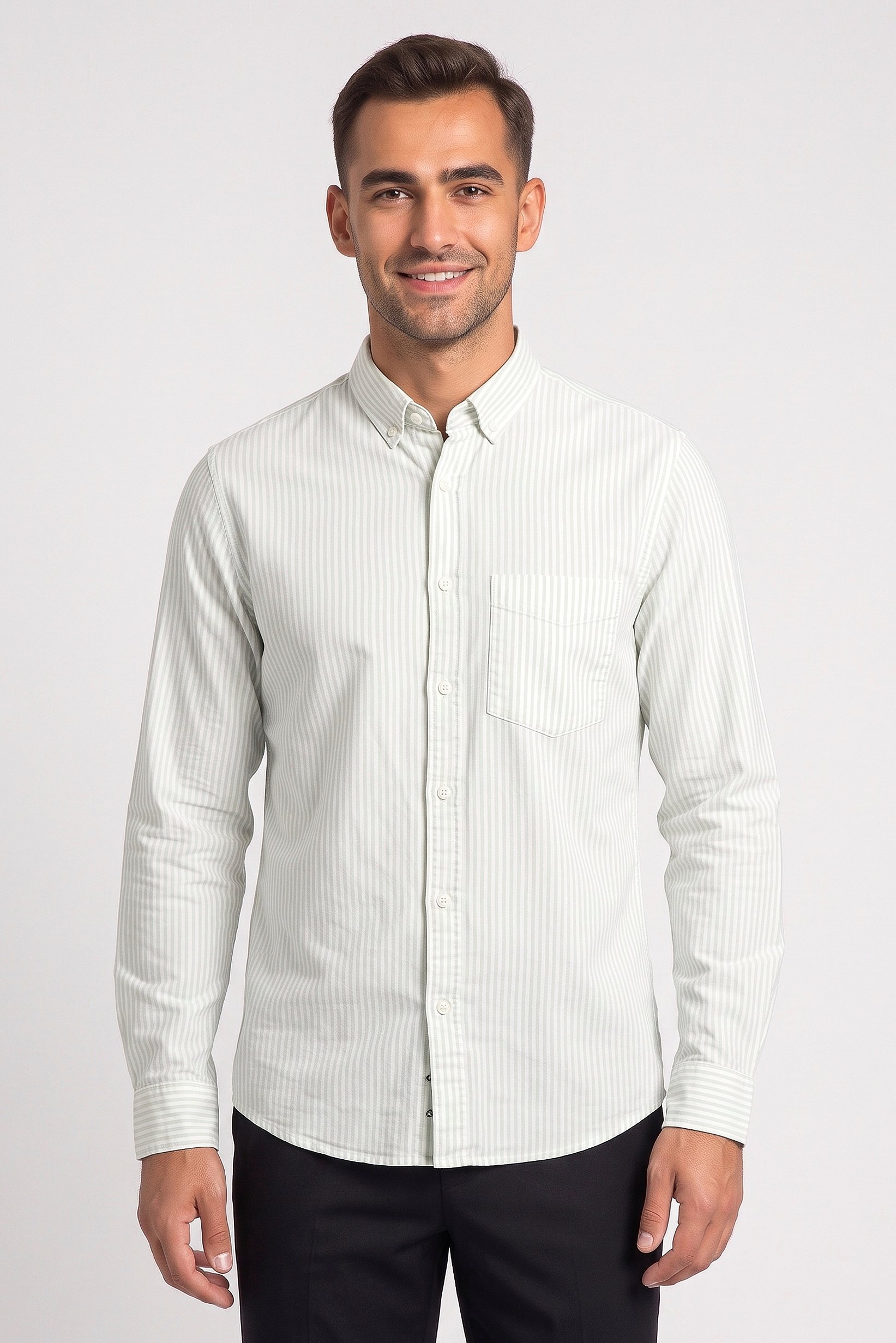 Men Regular Fit Stripe Long Sleeve Casual Shirt, Multicolor