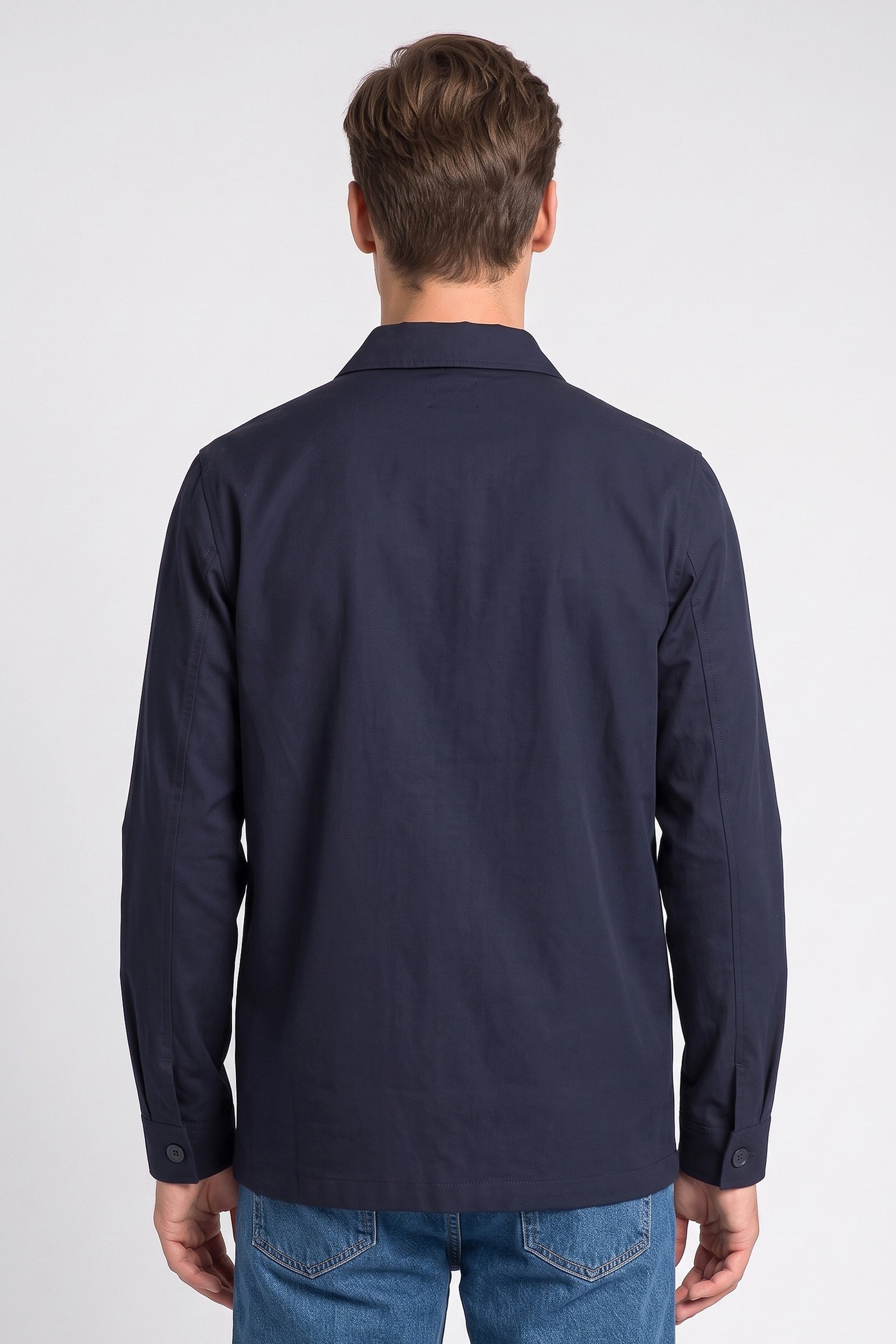 Men Oversized Long Sleeve Solid Casual Shirt, Navy