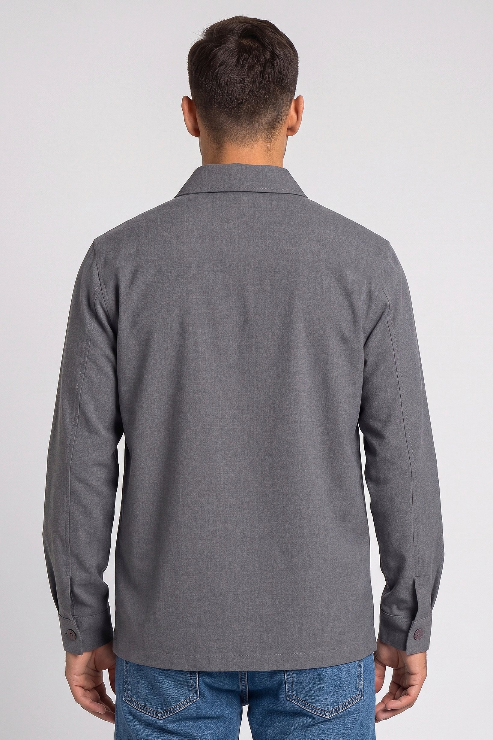 Men Oversized Long Sleeve Solid Casual Shirt, Grey