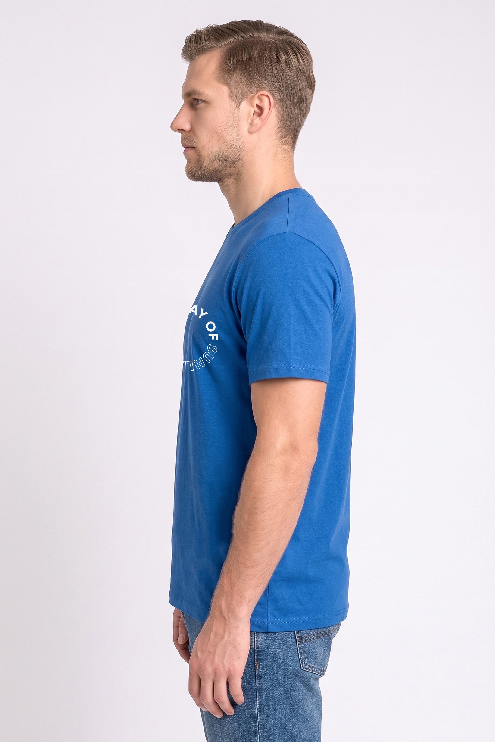 Men Crew Neck Short Sleeve Graphic Print T-Shirt, Dark Blue