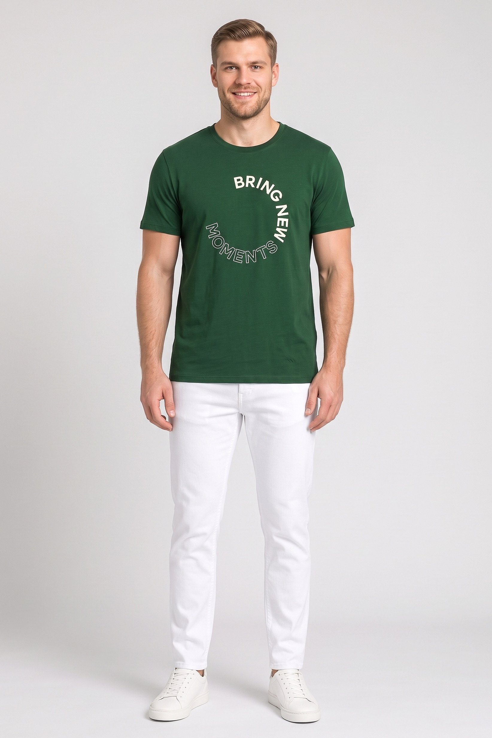 Men Crew Neck Short Sleeve Graphic Print T-Shirt, Green