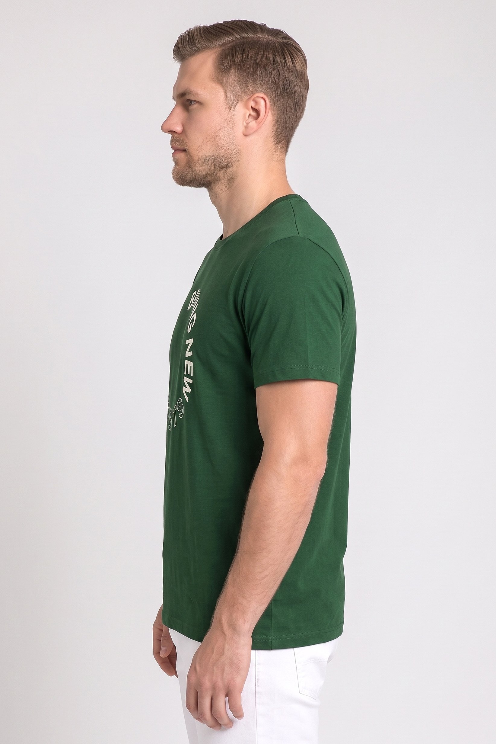 Men Crew Neck Short Sleeve Graphic Print T-Shirt, Green