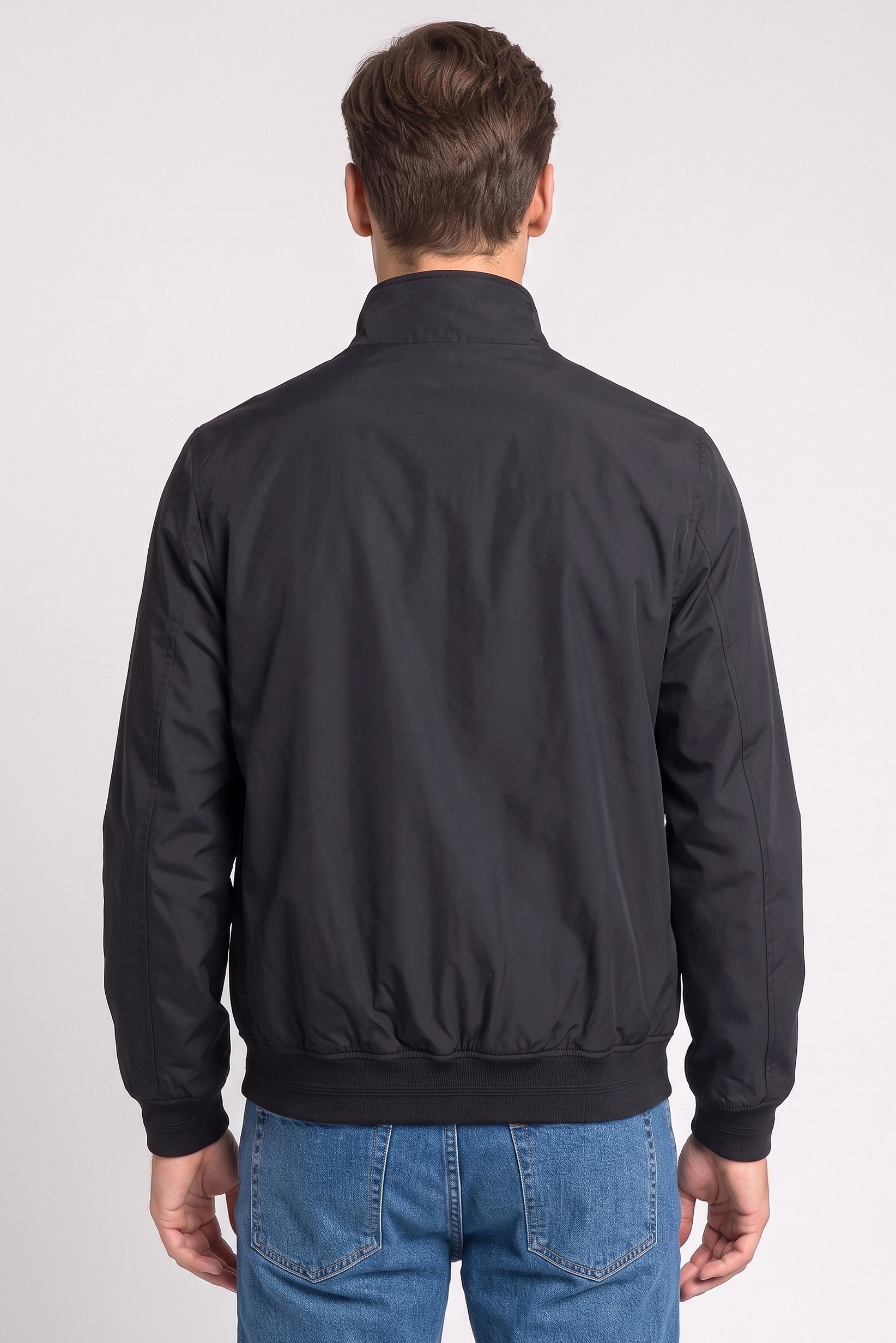 Men Plain Bomber Jacket, Black