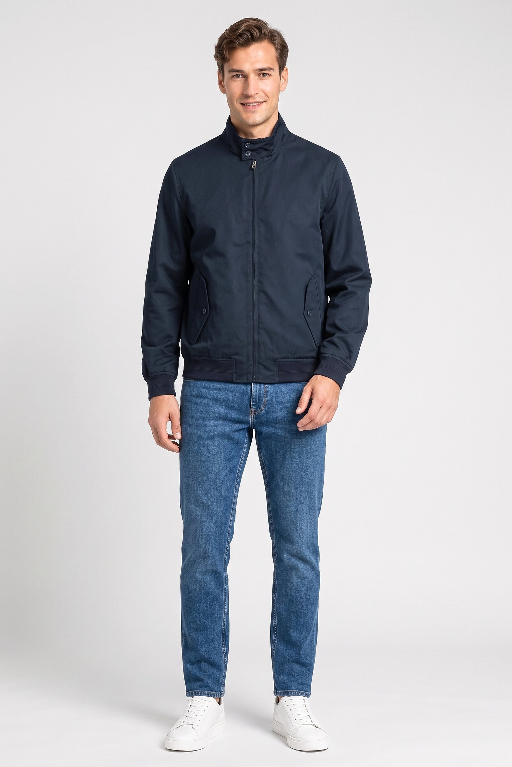 Men Solid Jacket Shirt, Navy