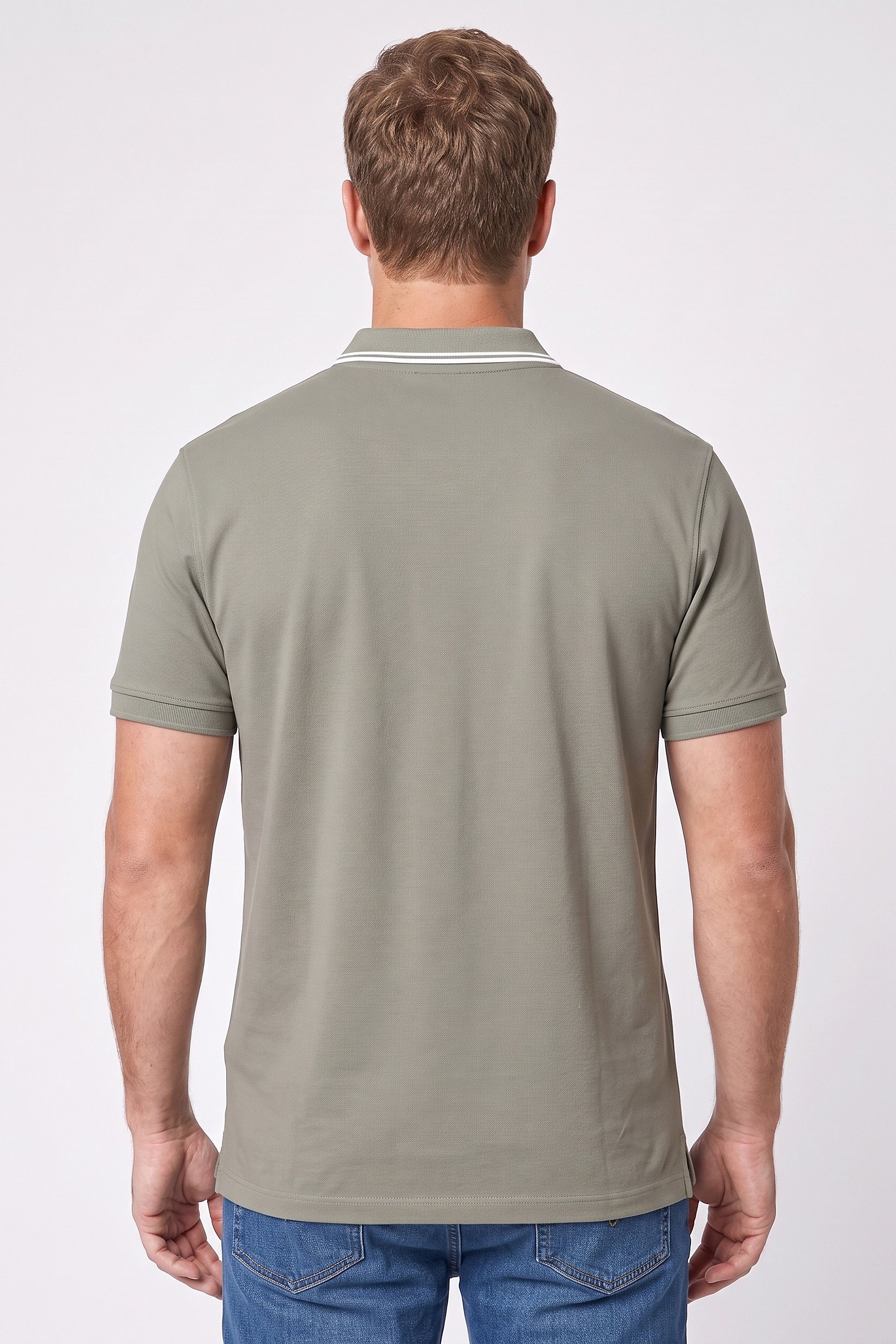 Men Regular Fit Short Sleeve Plain Polo Shirt, Sea Sage