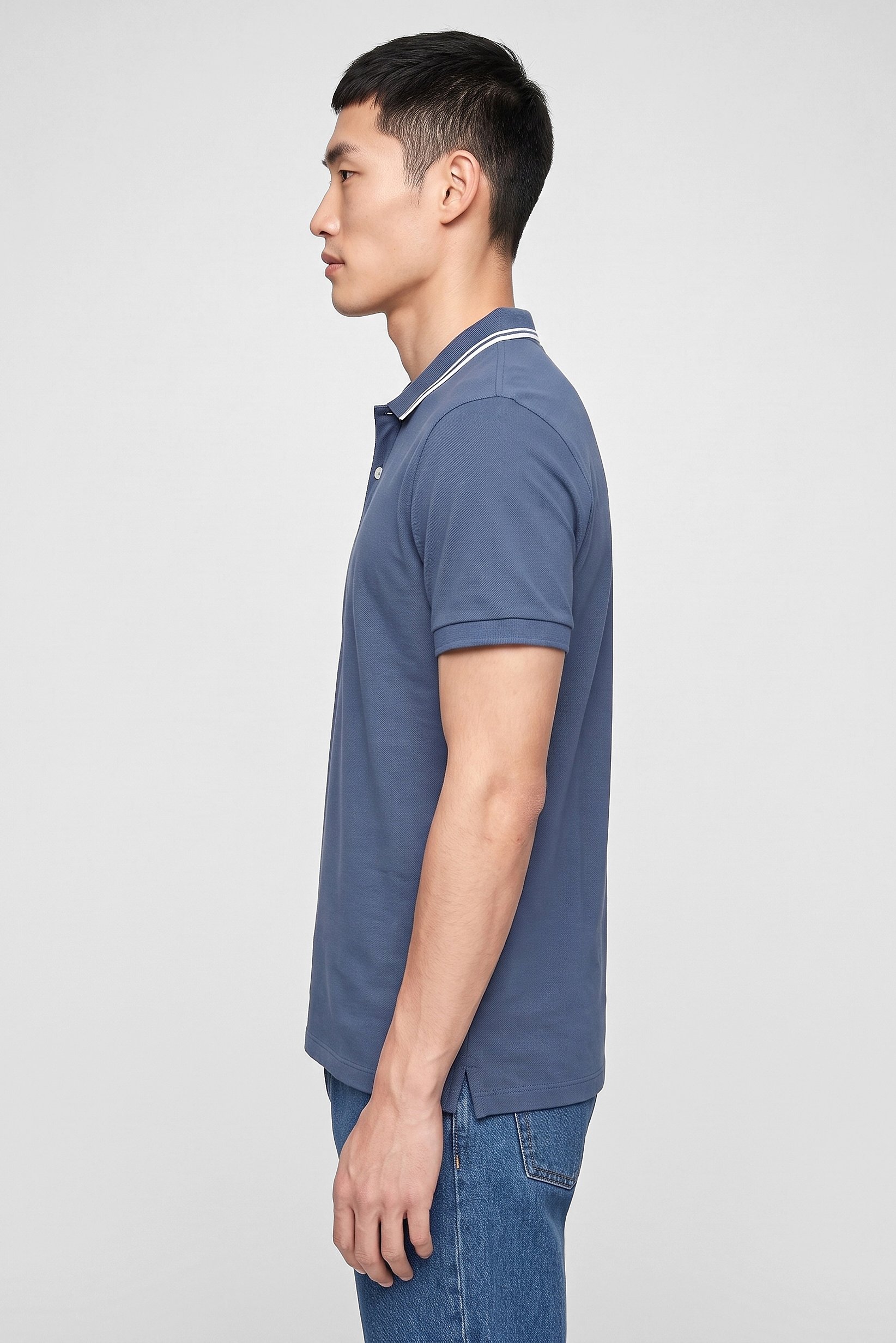 Men Regular Fit Solid Short Sleeve Polo Shirt, Slate Blue