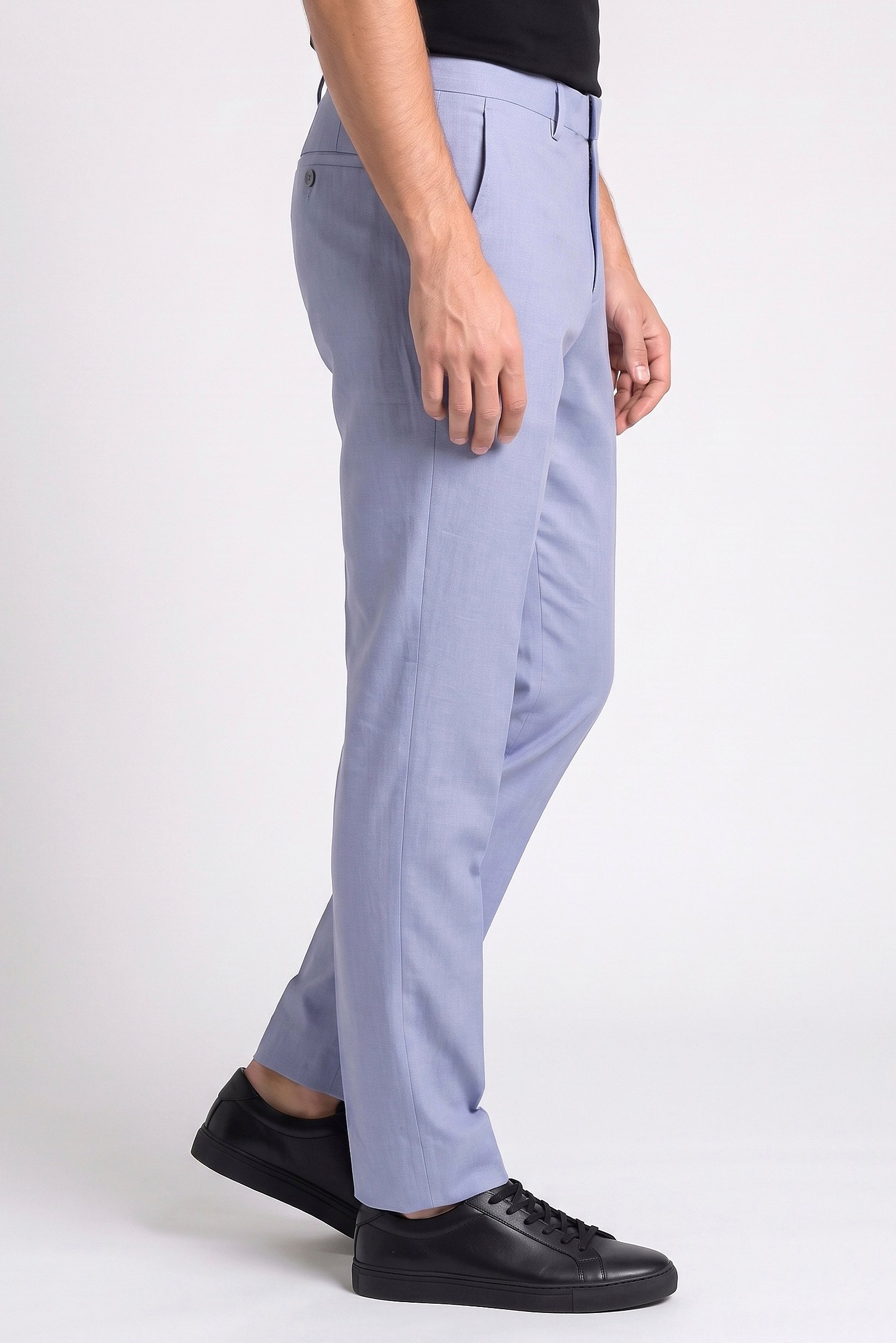 Men Slim Fit Solid Dress Pants, Slate Blue